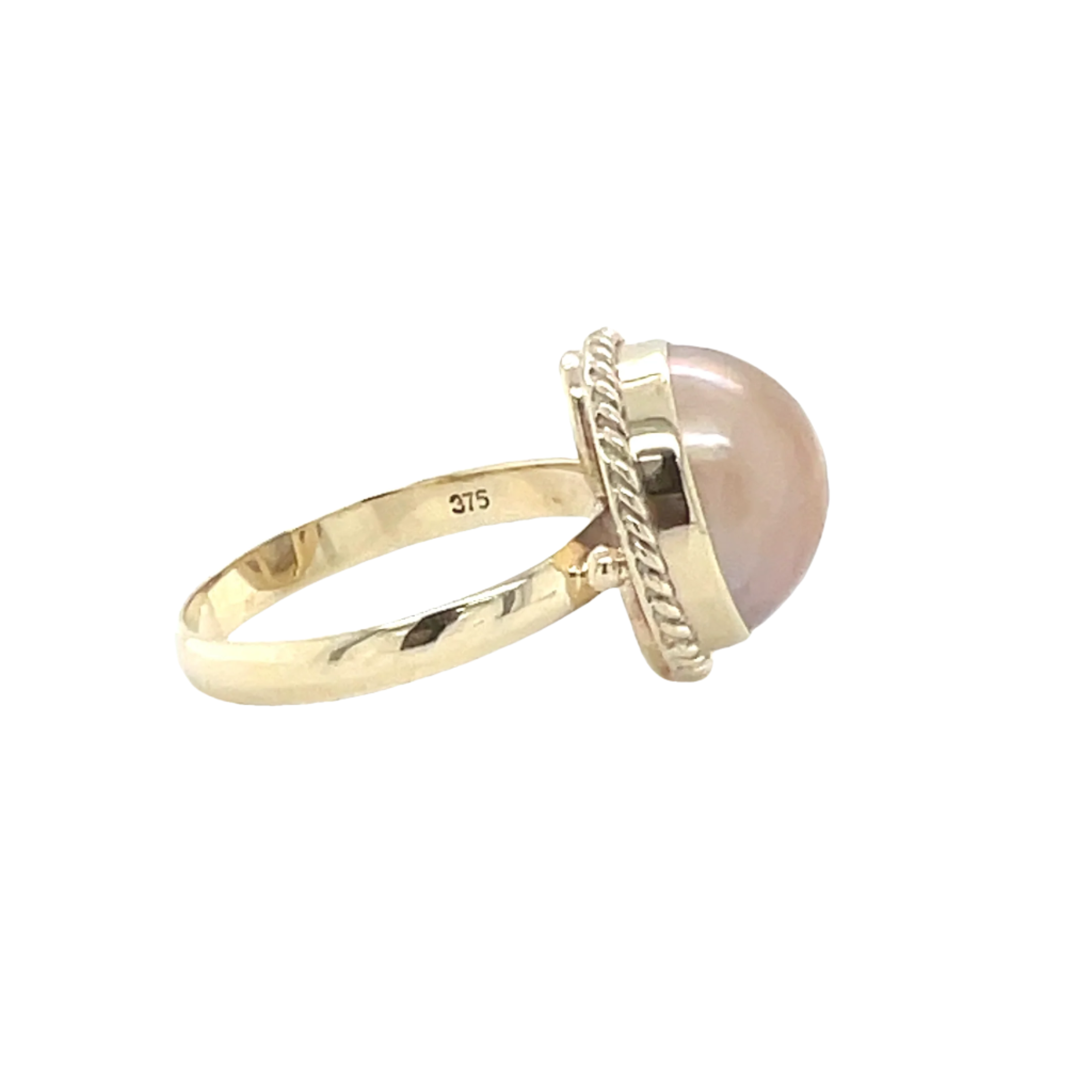9ct Yellow Gold Round Peach Mabe Pearl Dress Ring
