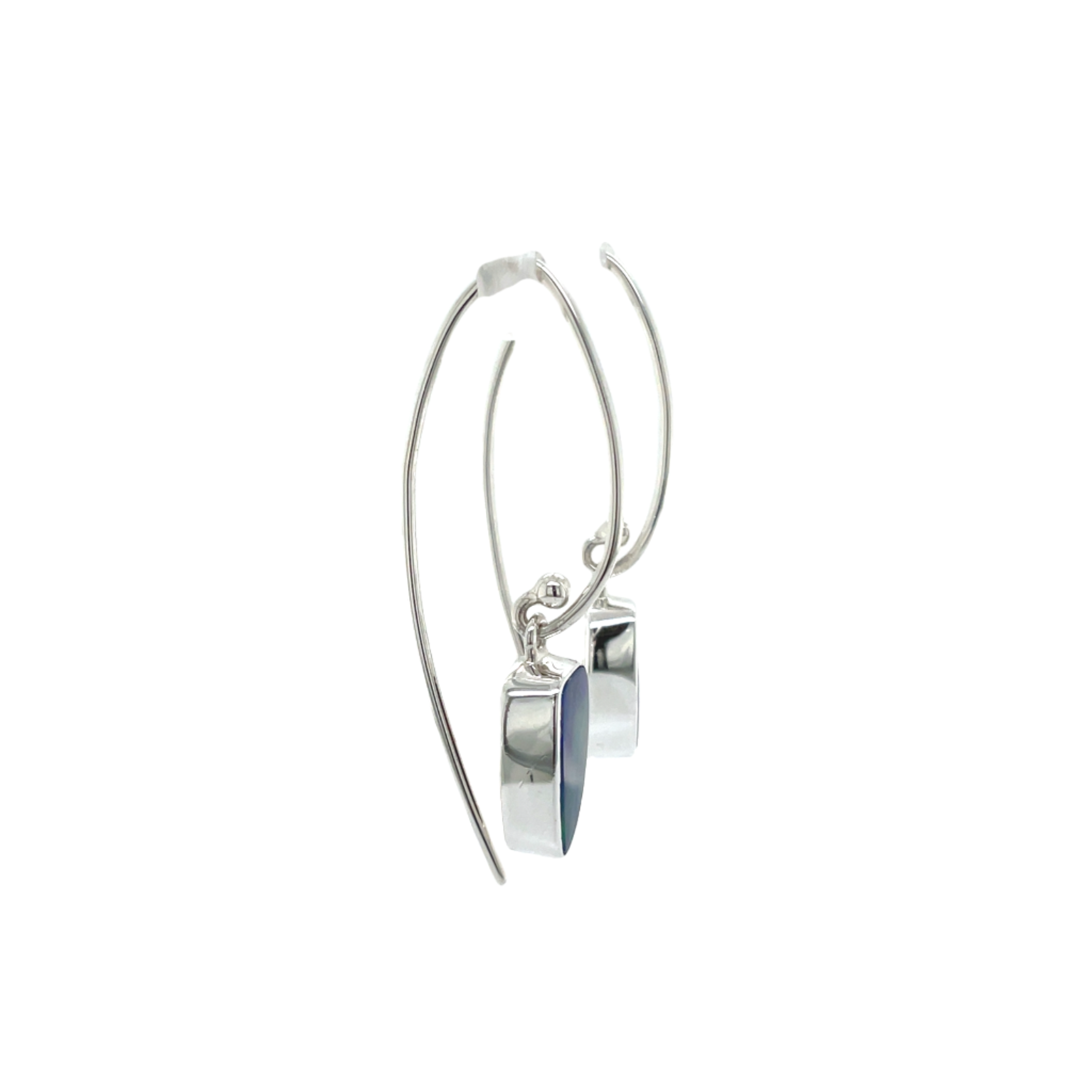 Sterling Silver Long Australian Opal Drop Earrings