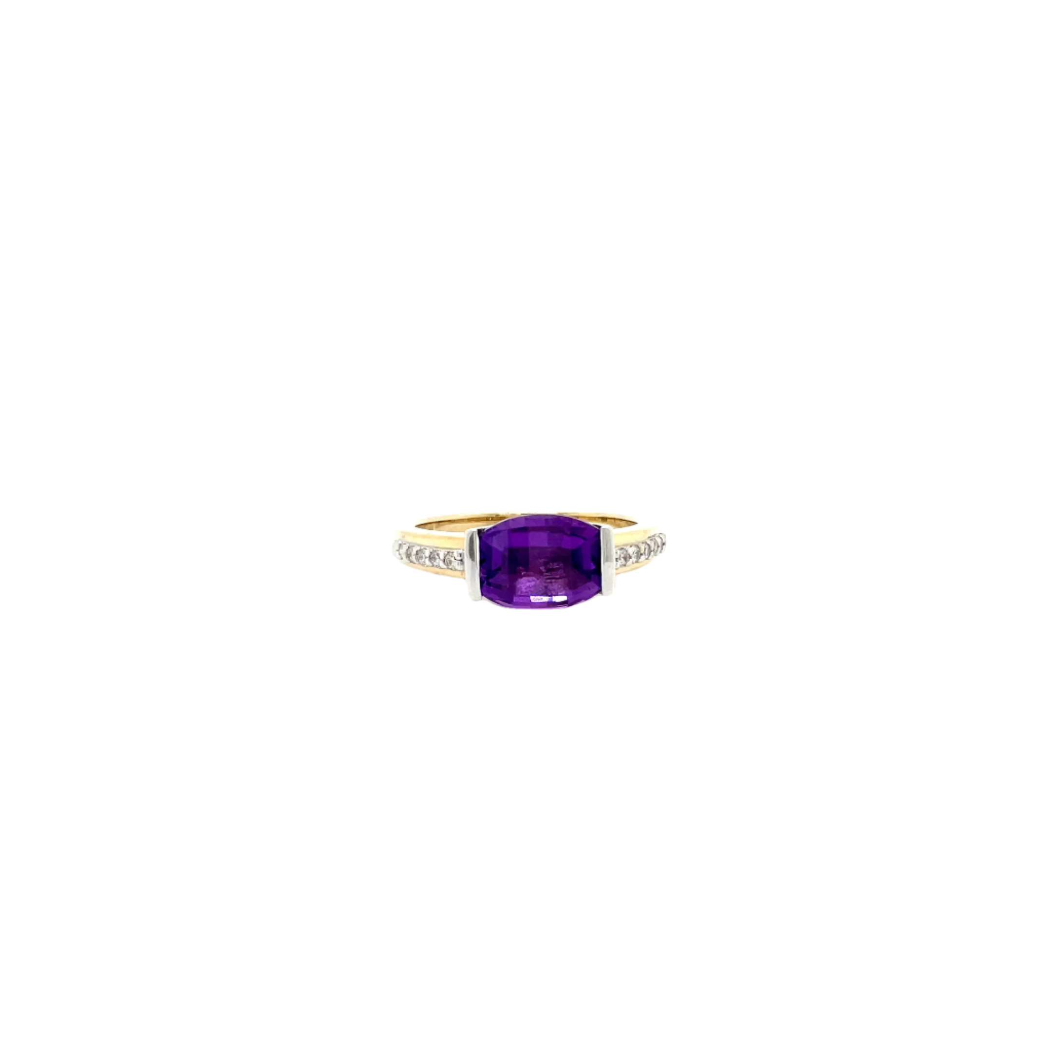 9ct Yellow Gold Amethyst and Diamond Dress Ring