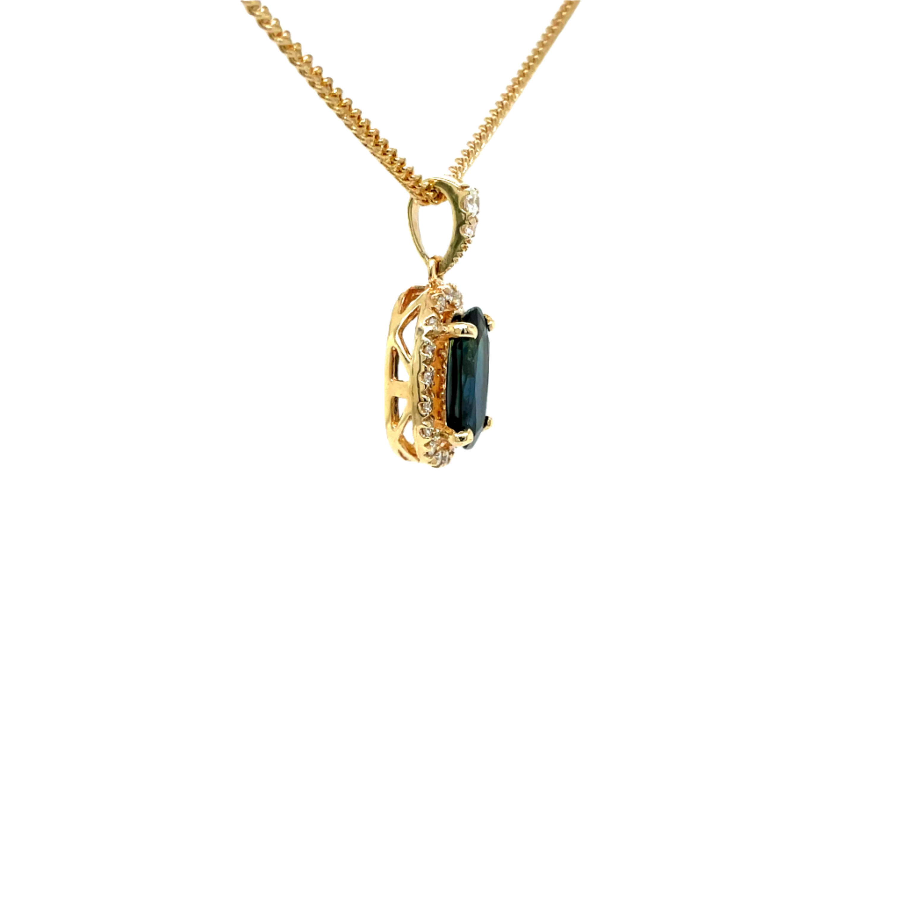 9ct Yellow Gold Sapphire and Diamond Pendant