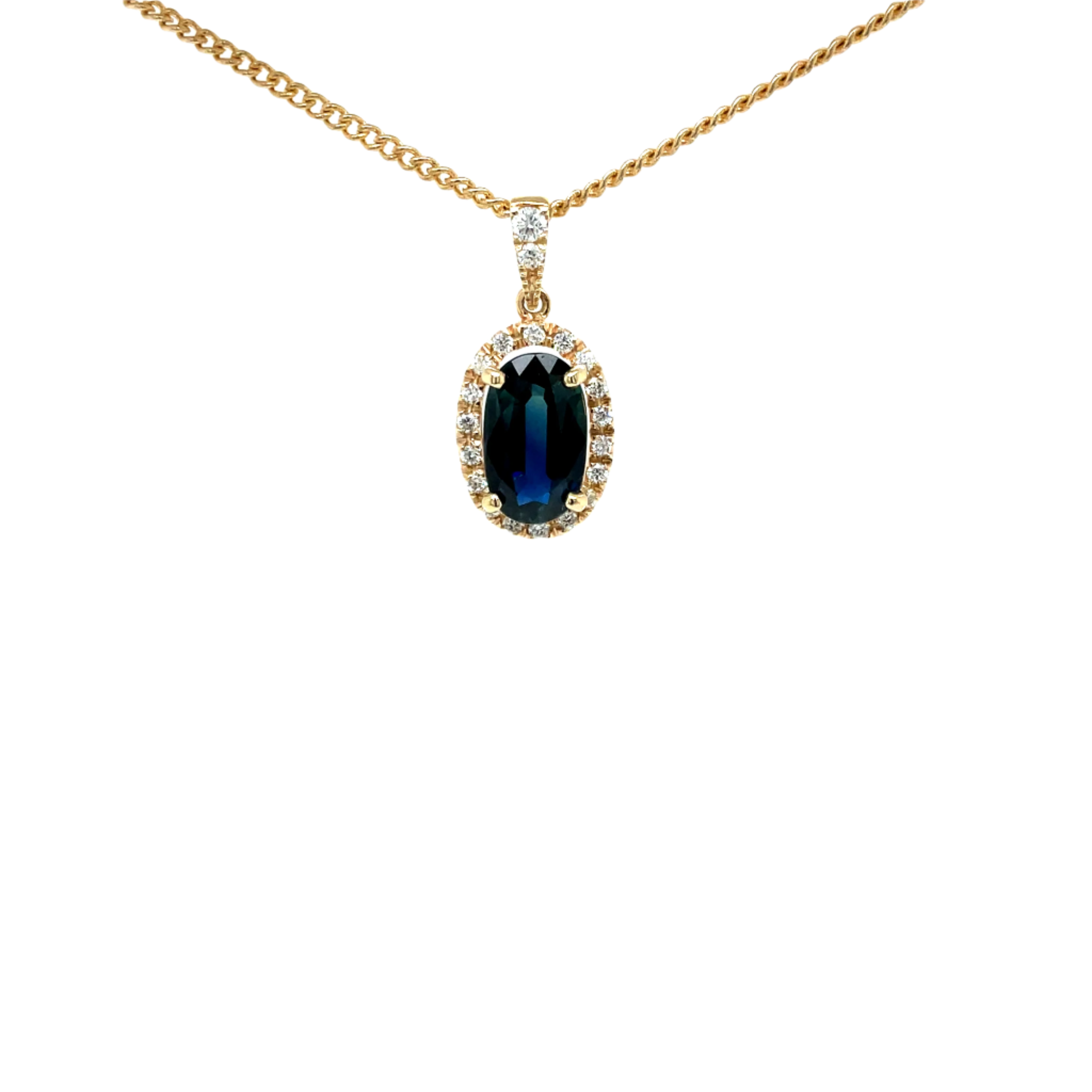 9ct Yellow Gold Sapphire and Diamond Pendant