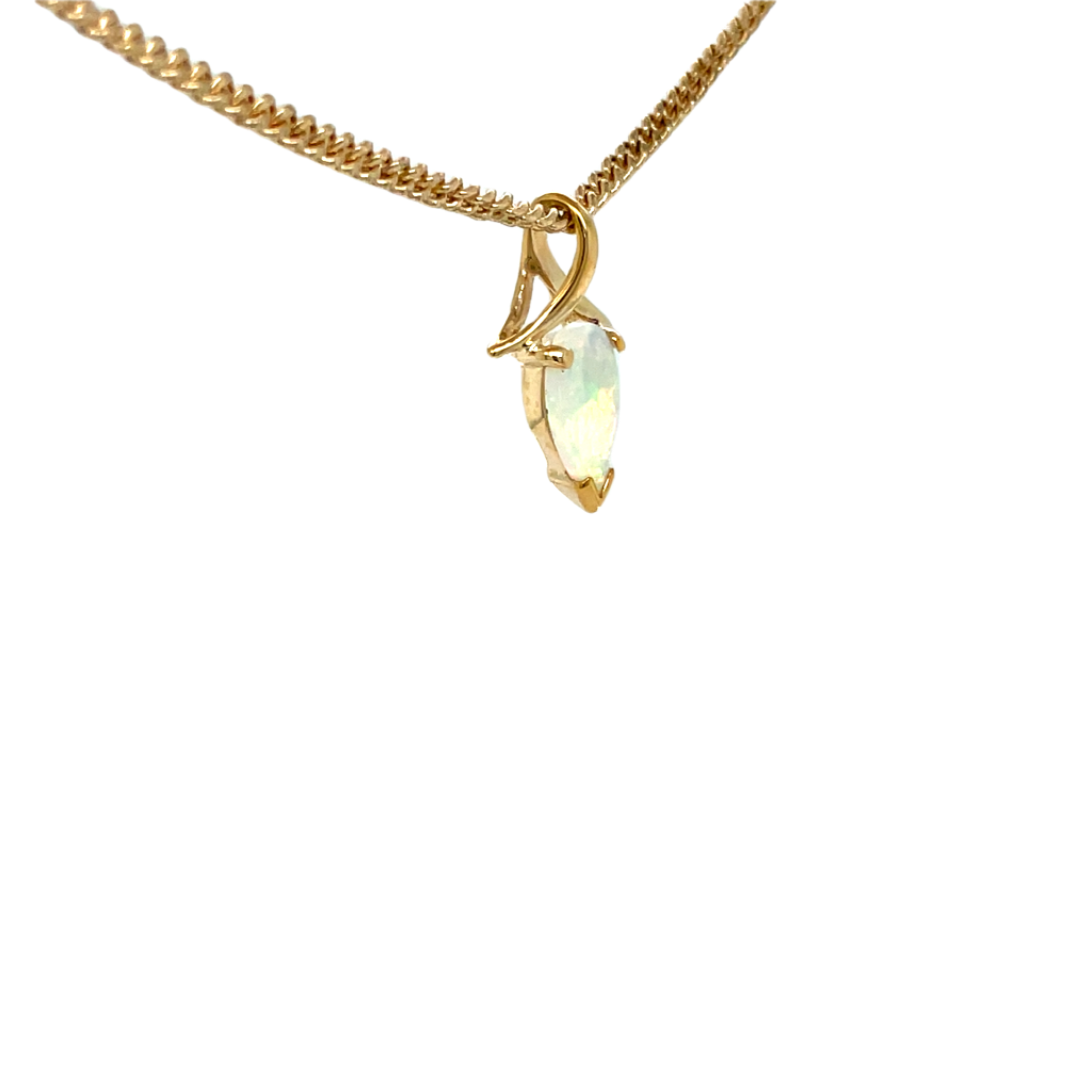 9ct Yellow Gold Pear Shape White Opal Pendant