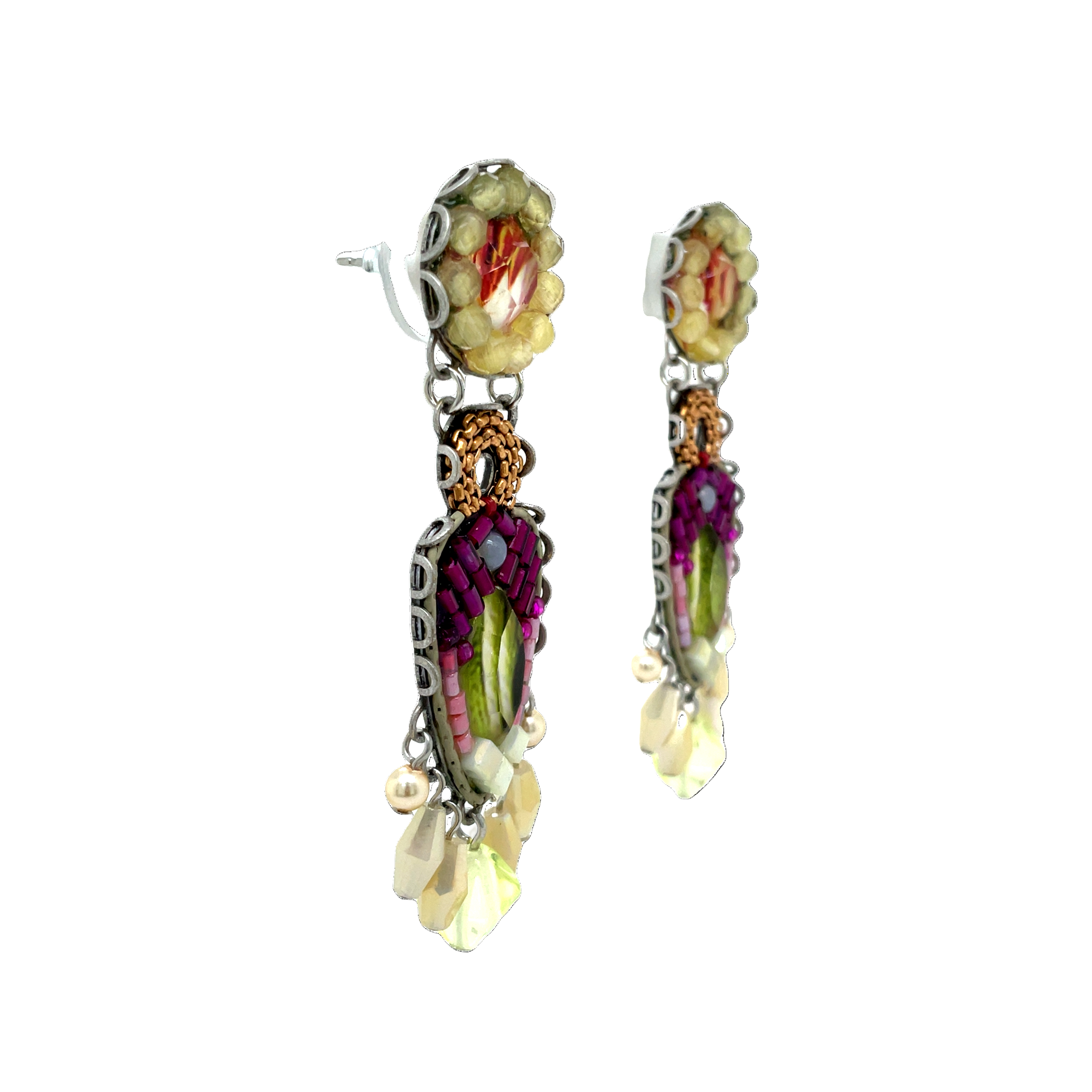 Handcrafted Fabric and Bead Earrings