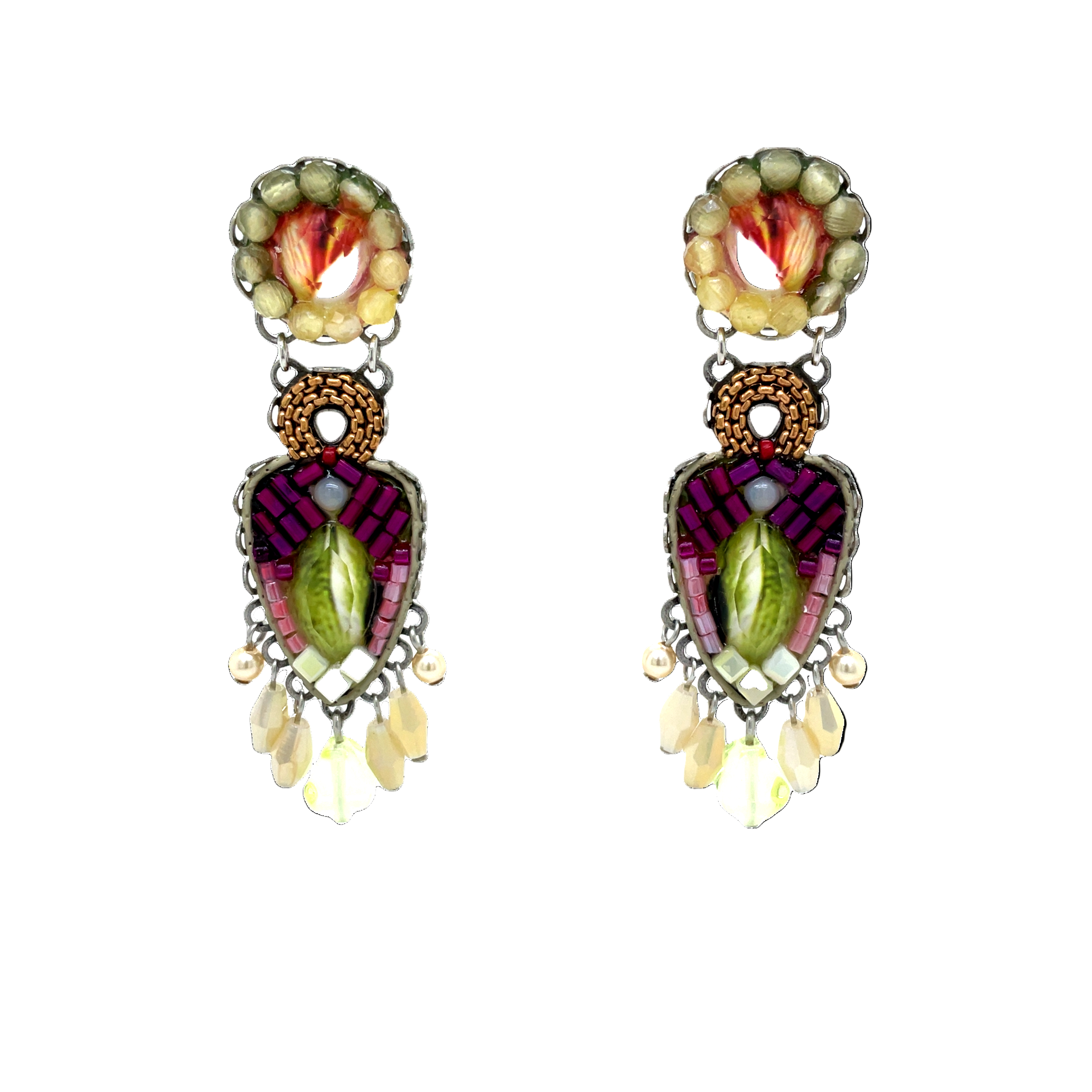 Handcrafted Fabric and Bead Earrings