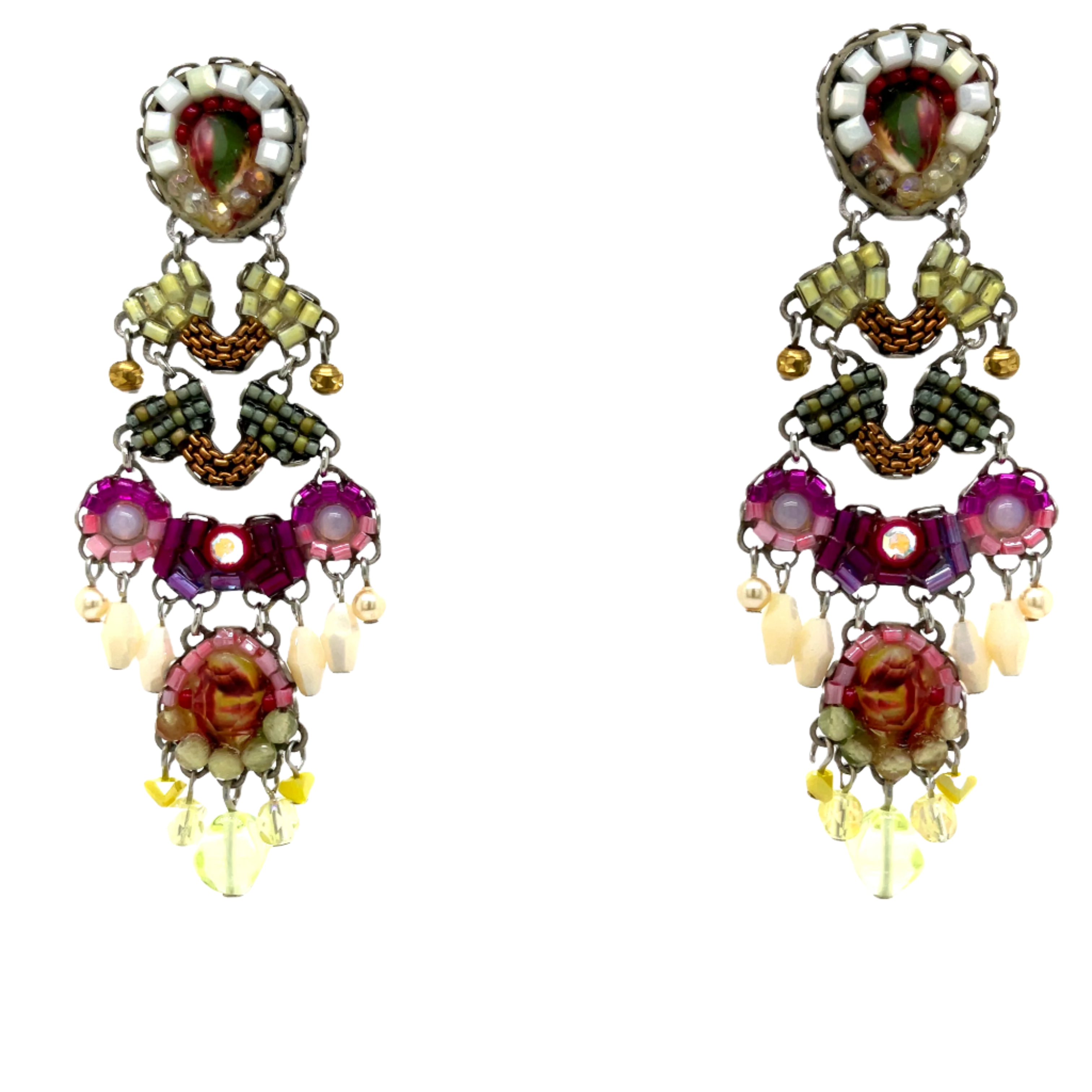 Handcrafted Fabric and Bead Earrings
