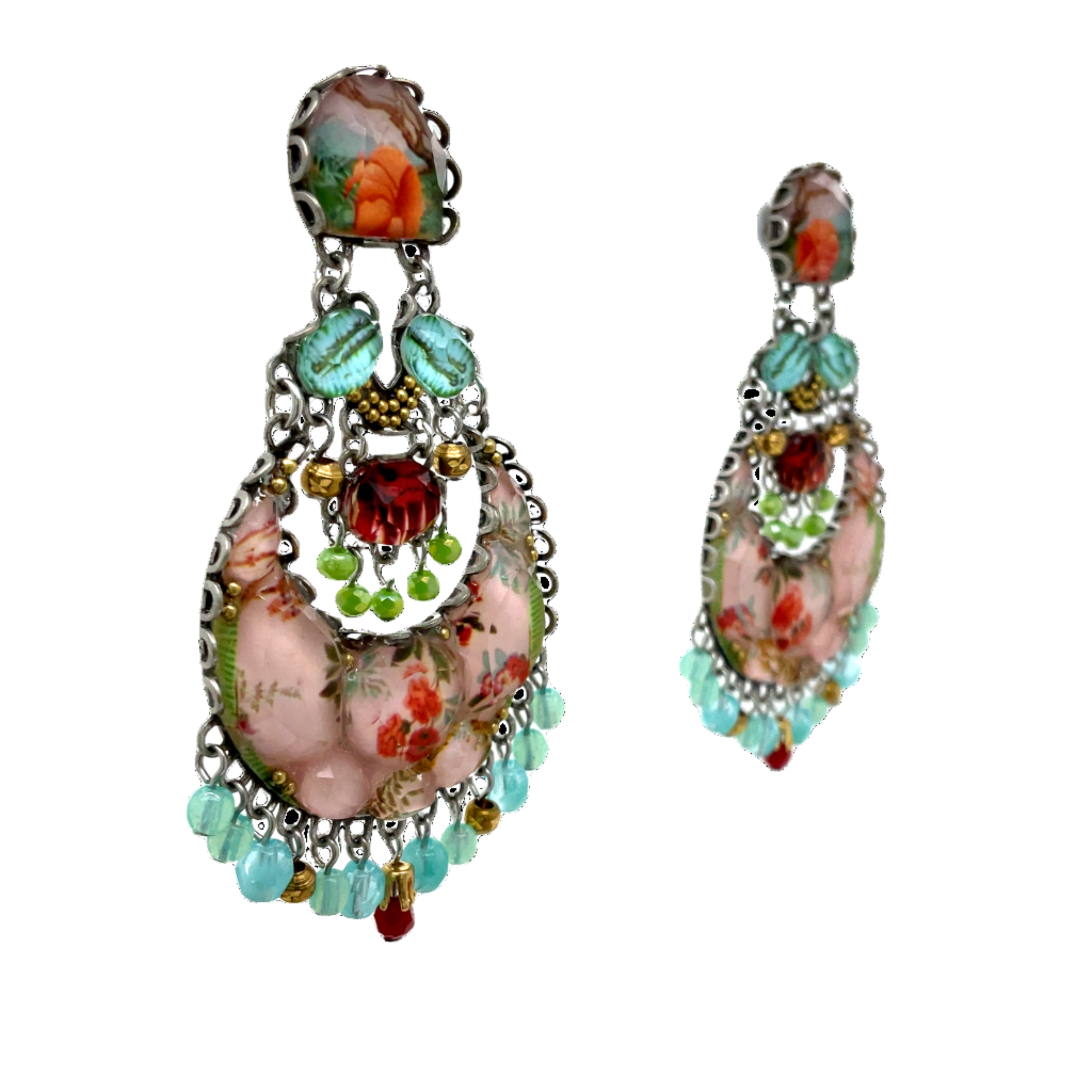 Handcrafted Fabric and Bead Earrings