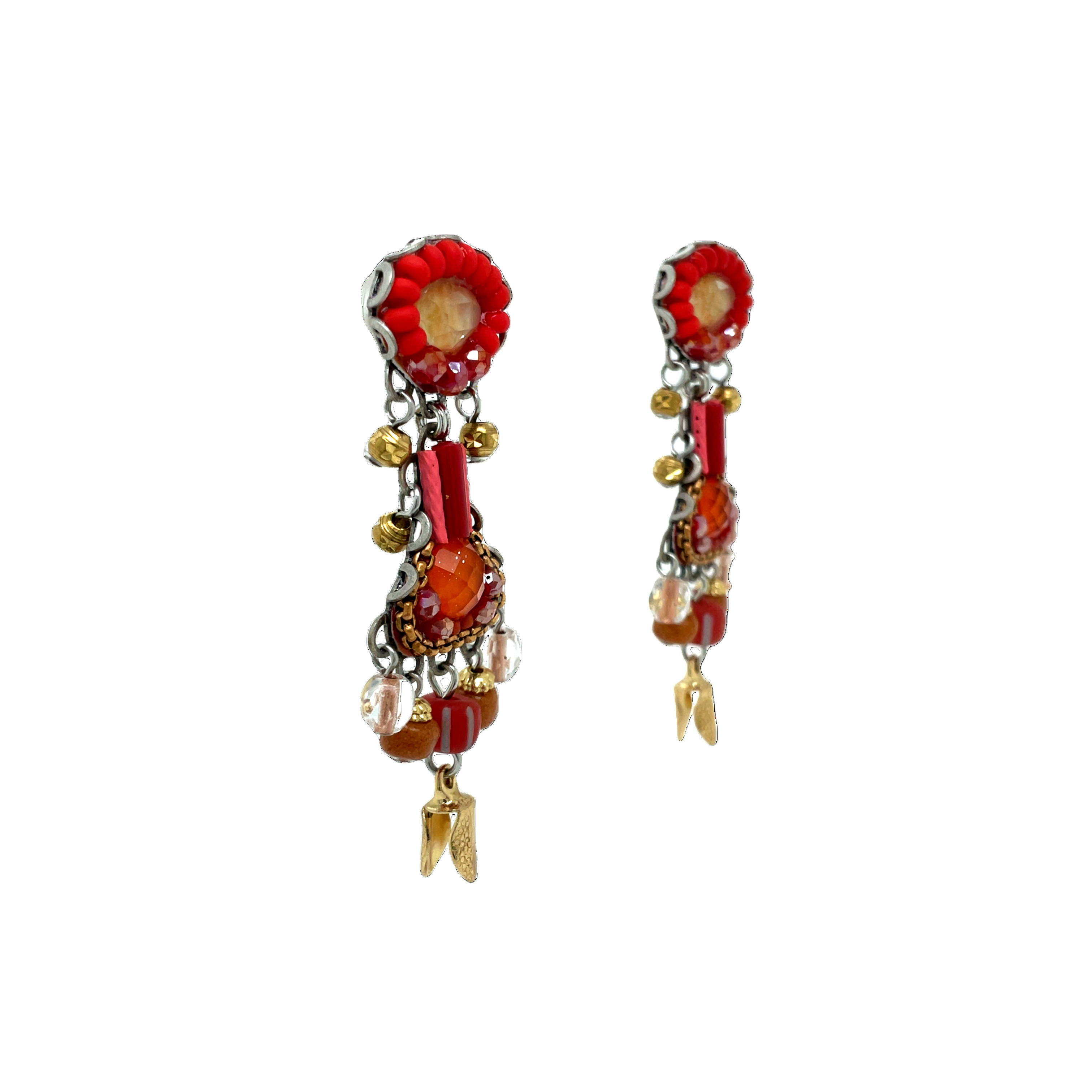 Handcrafted Fabric and Bead Earrings