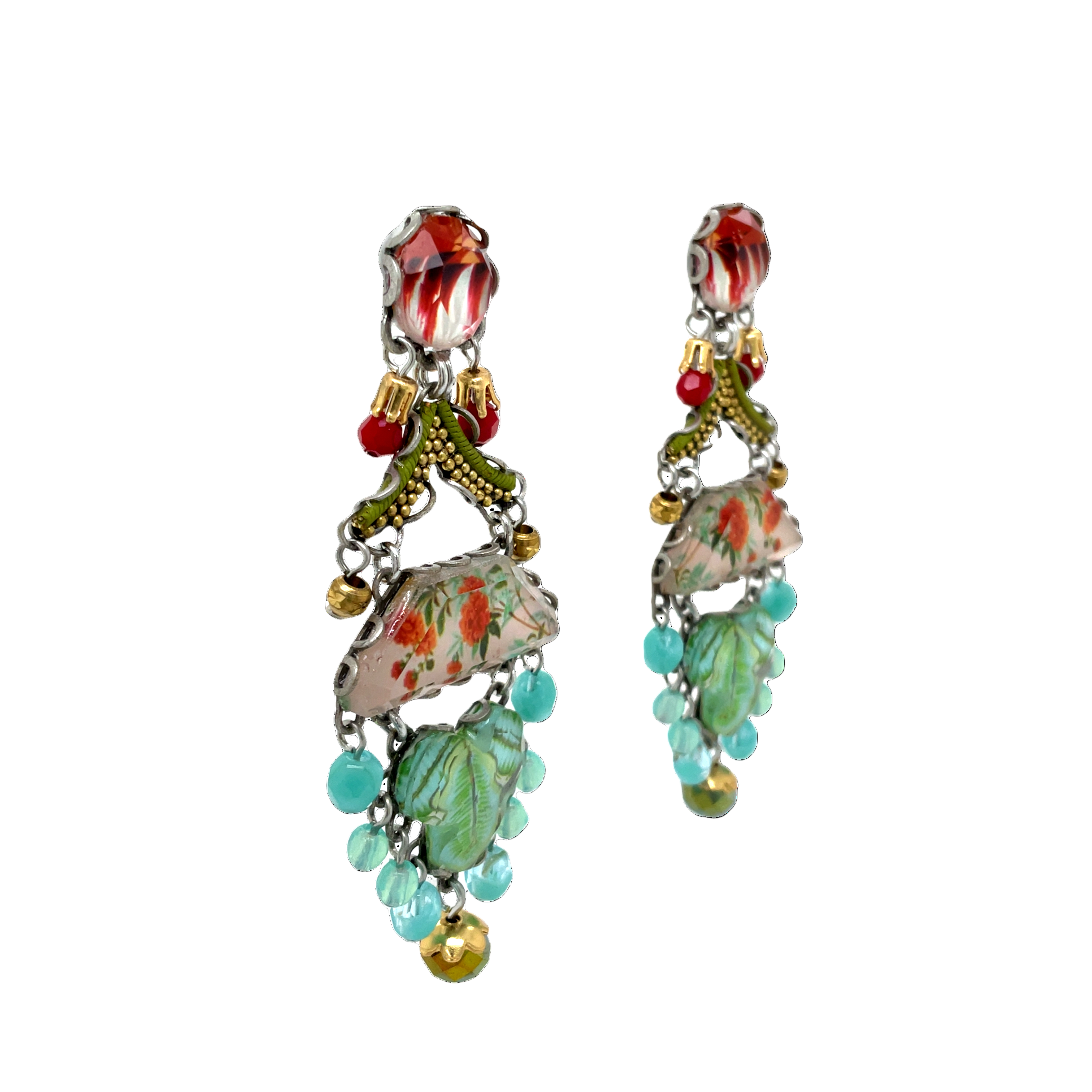 Handcrafted Fabric and Bead Earrings