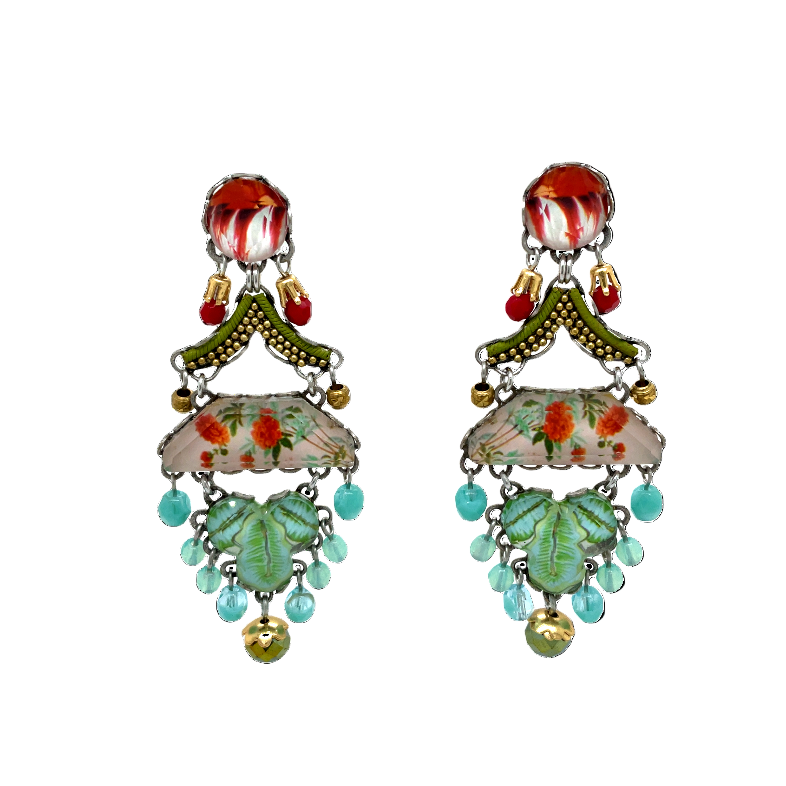 Handcrafted Fabric and Bead Earrings