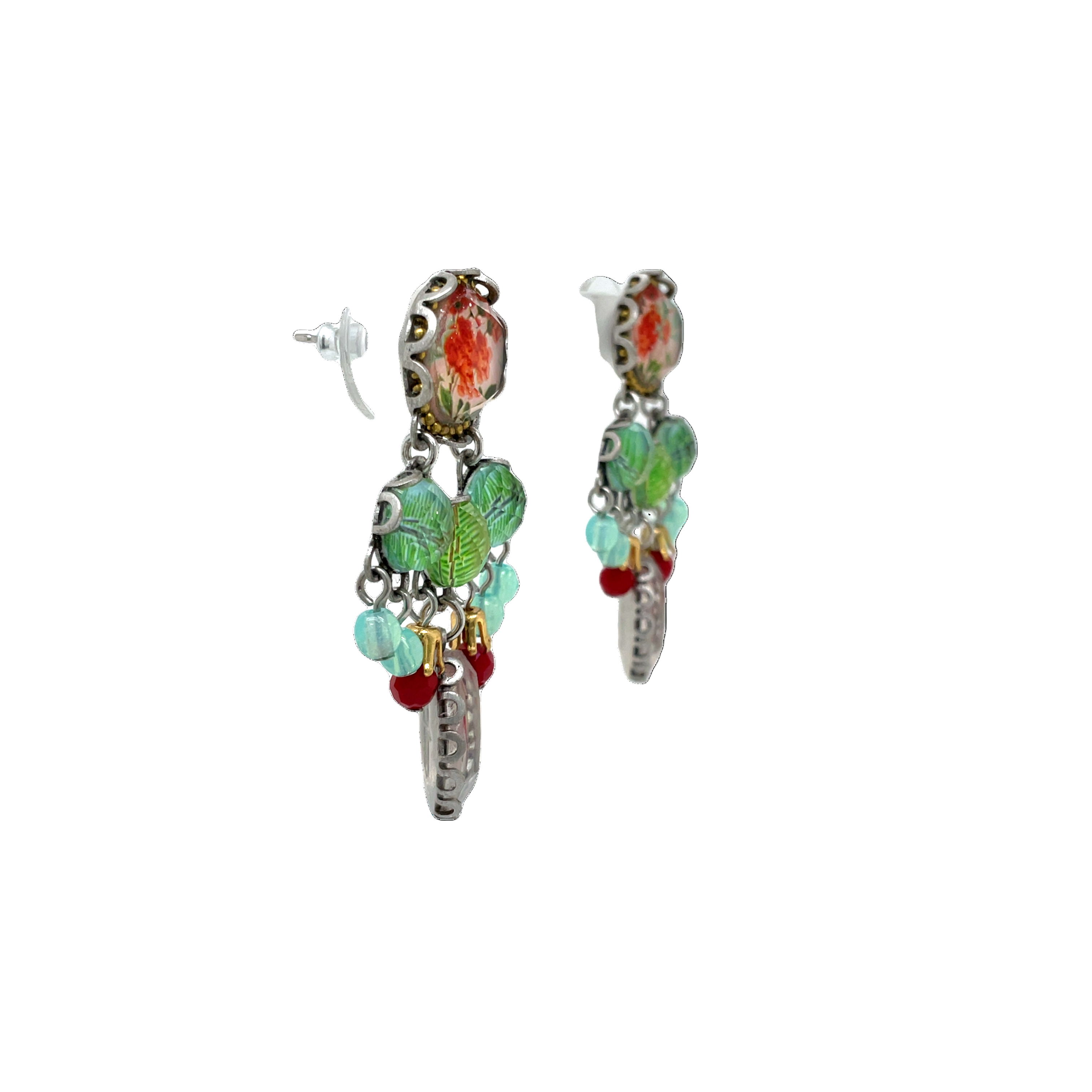 Handcrafted Fabric and Beaded Earrings