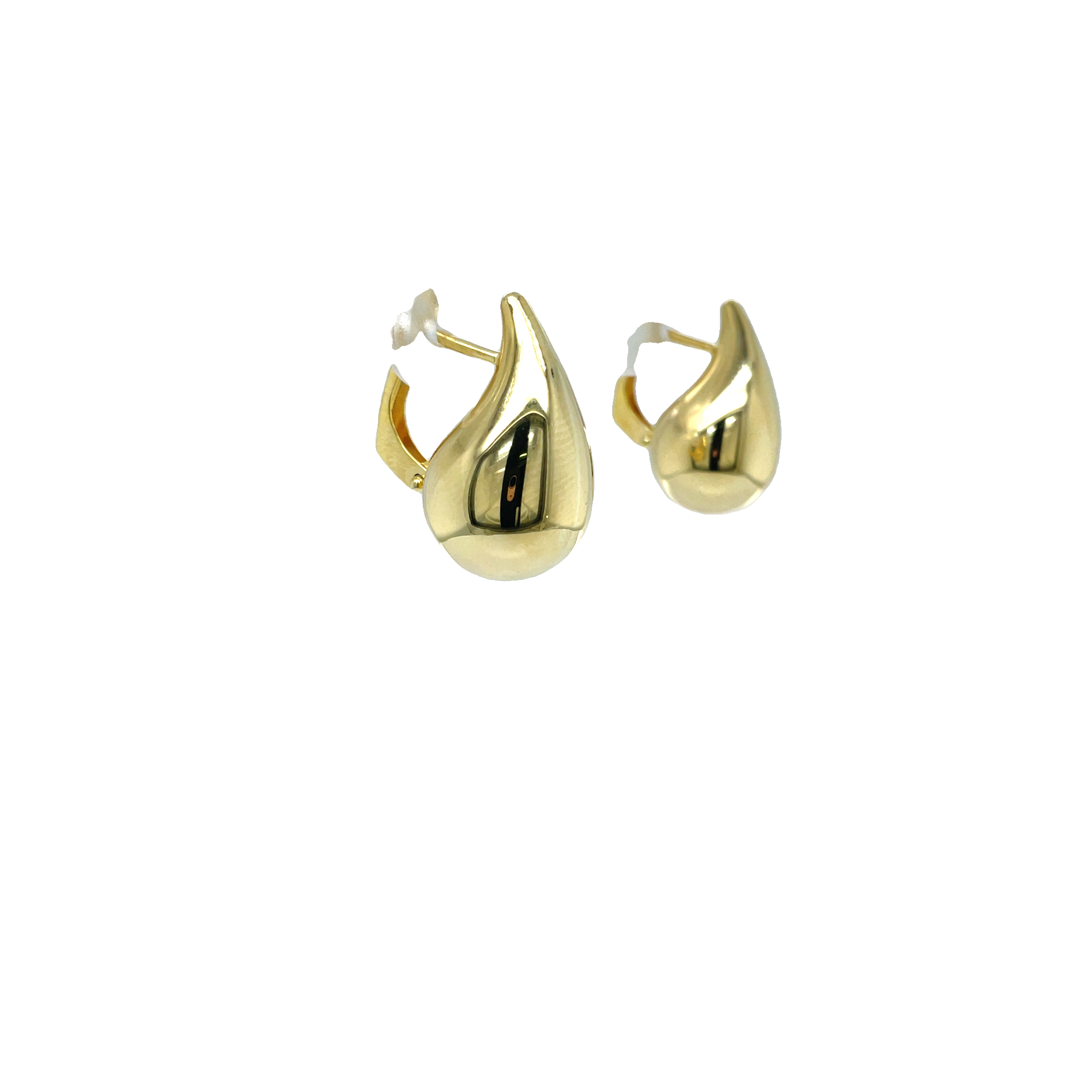 Sterling Silver Yellow Gold Plate Teardrop Huggies
