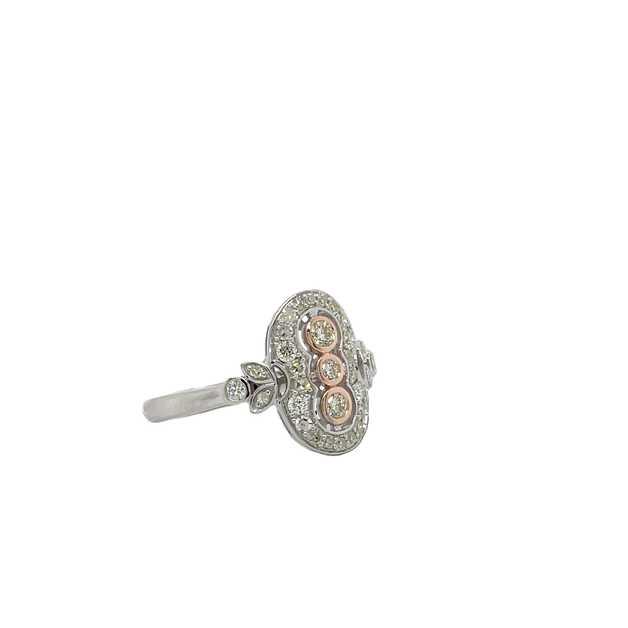 9ct Two-Toned Pink and White Diamond Dress Ring