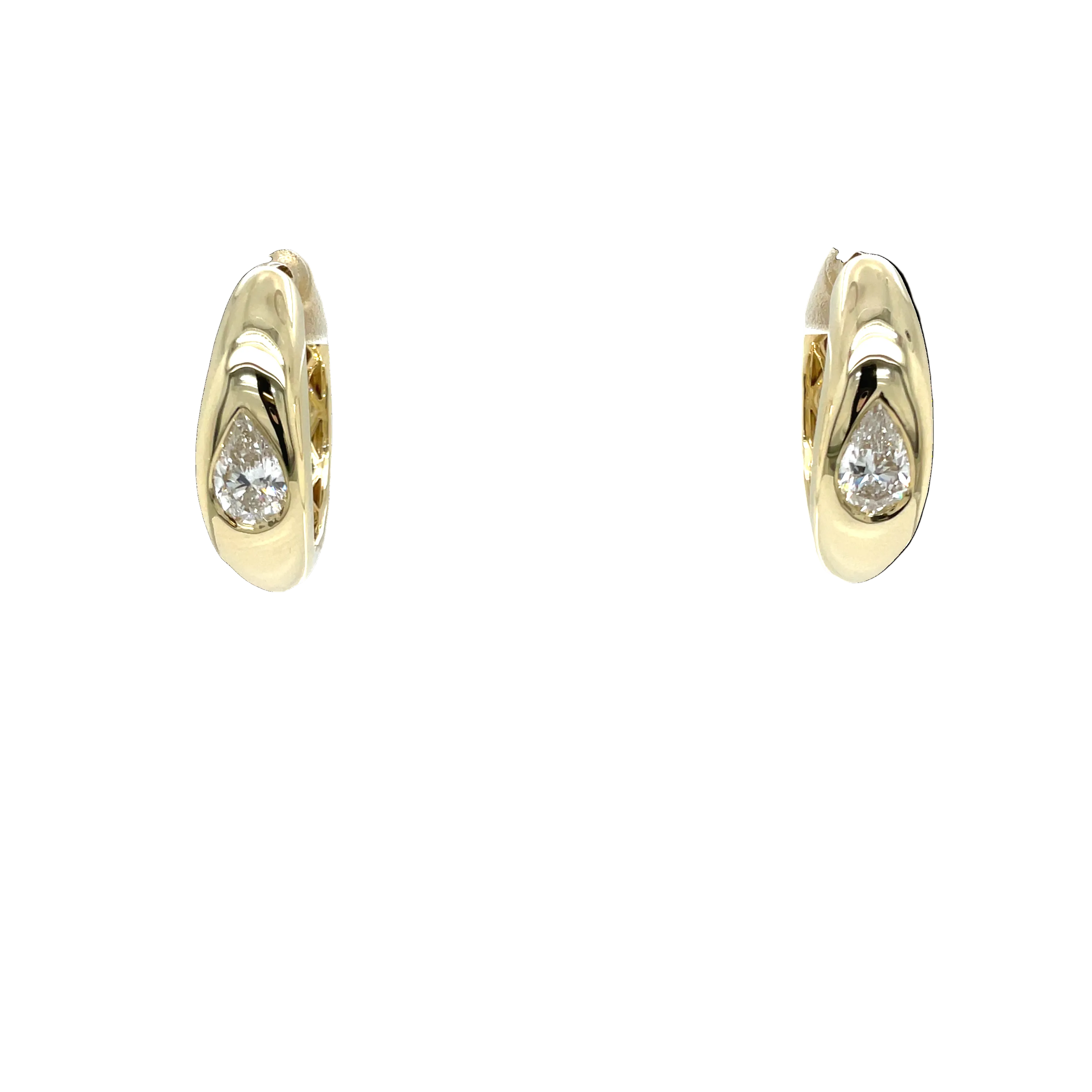 9ct Yellow Gold 2ct Pear Lab Grown Diamond Huggies