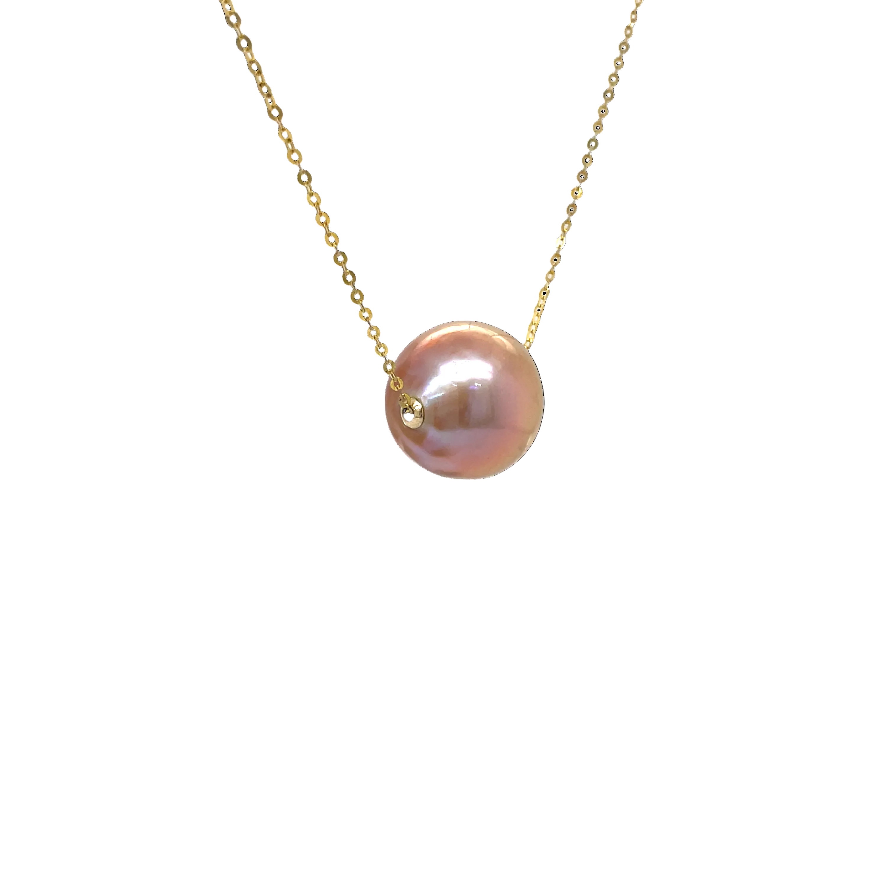 9ct Yellow Gold Pink Edison Pearl Slider Necklace