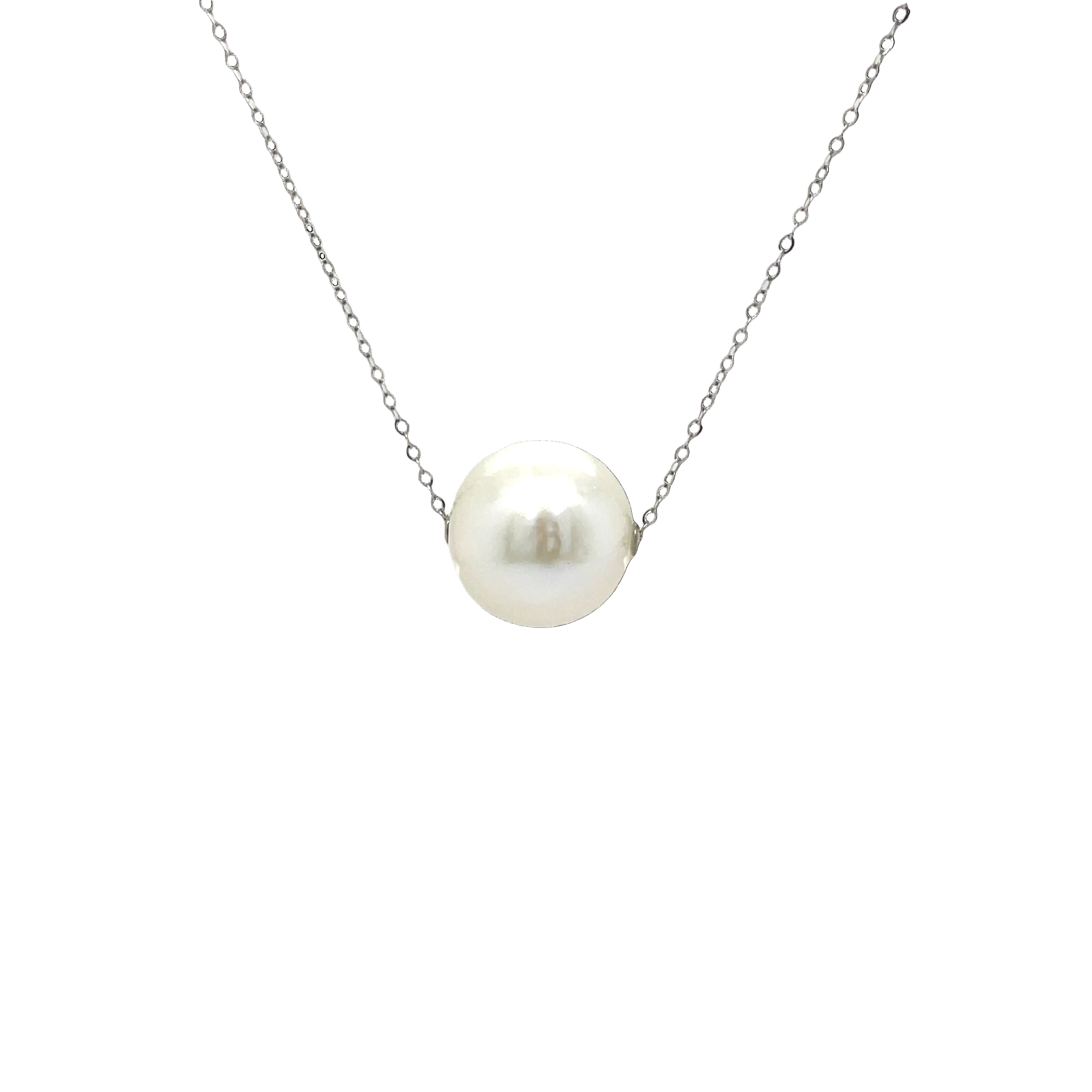 9ct White Gold White Edison Pearl Slider Necklace