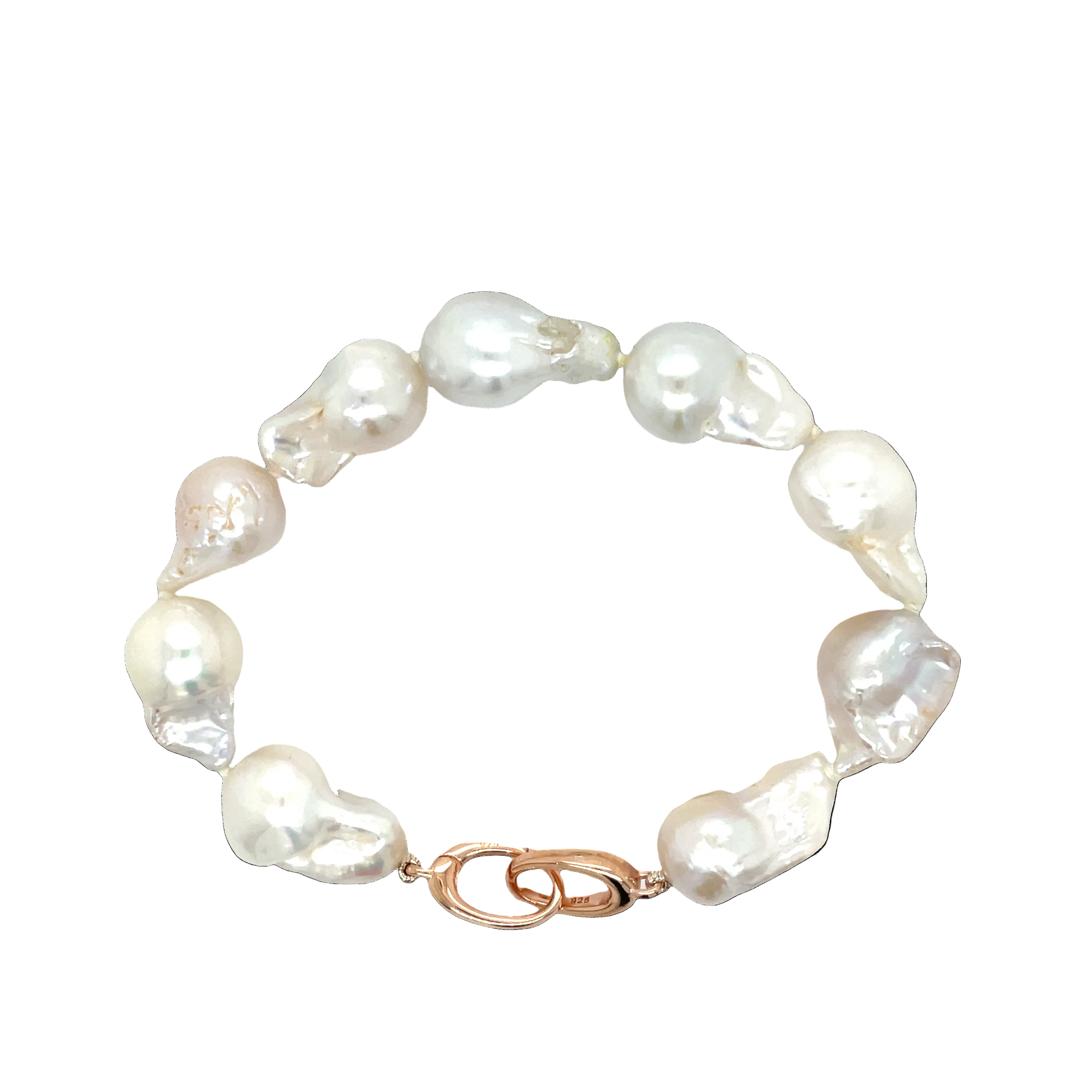 Baroque Freshwater Pearl Bracelet with Rose Gold Plated Clasps