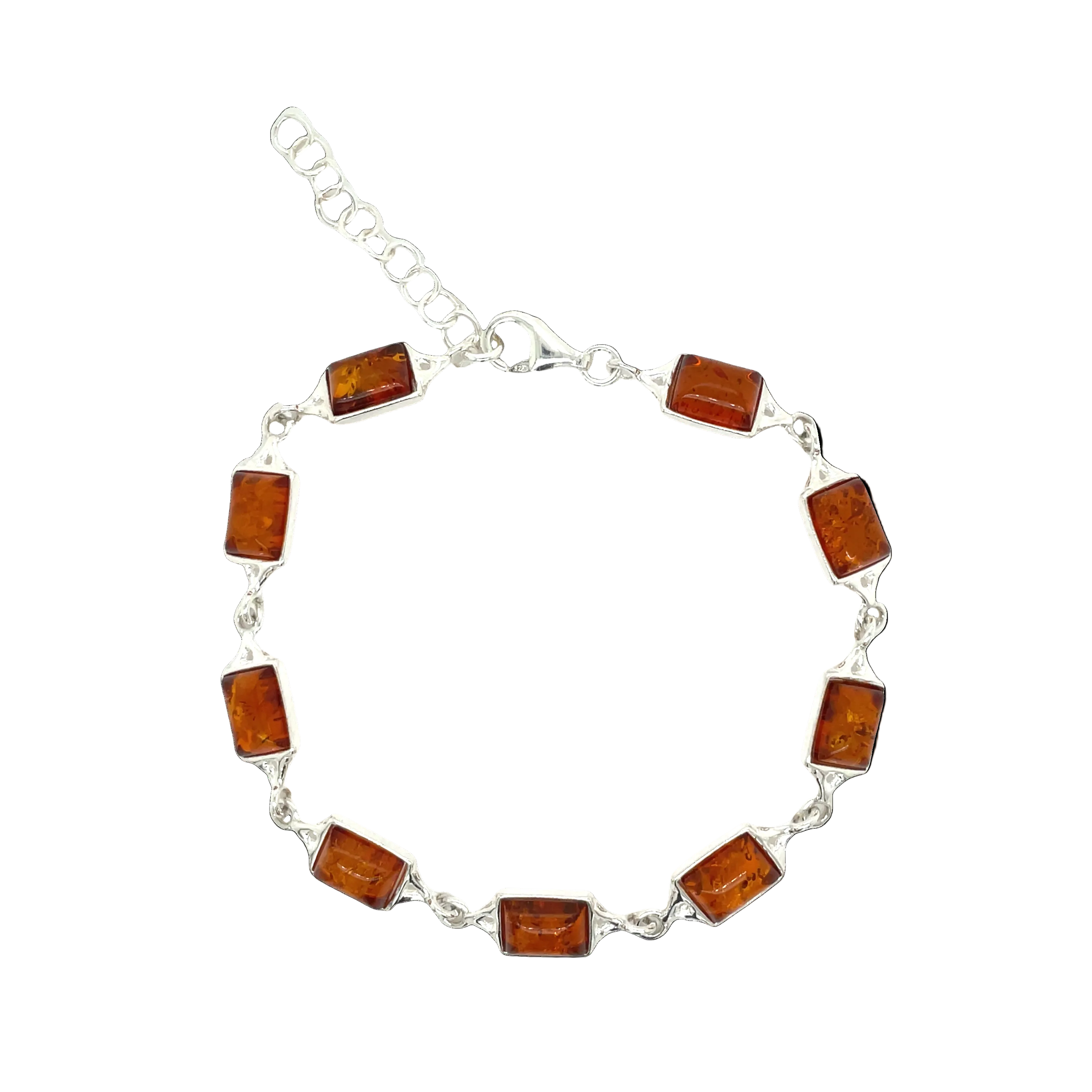 Sterling Silver Emerald Cut Amber Bracelet