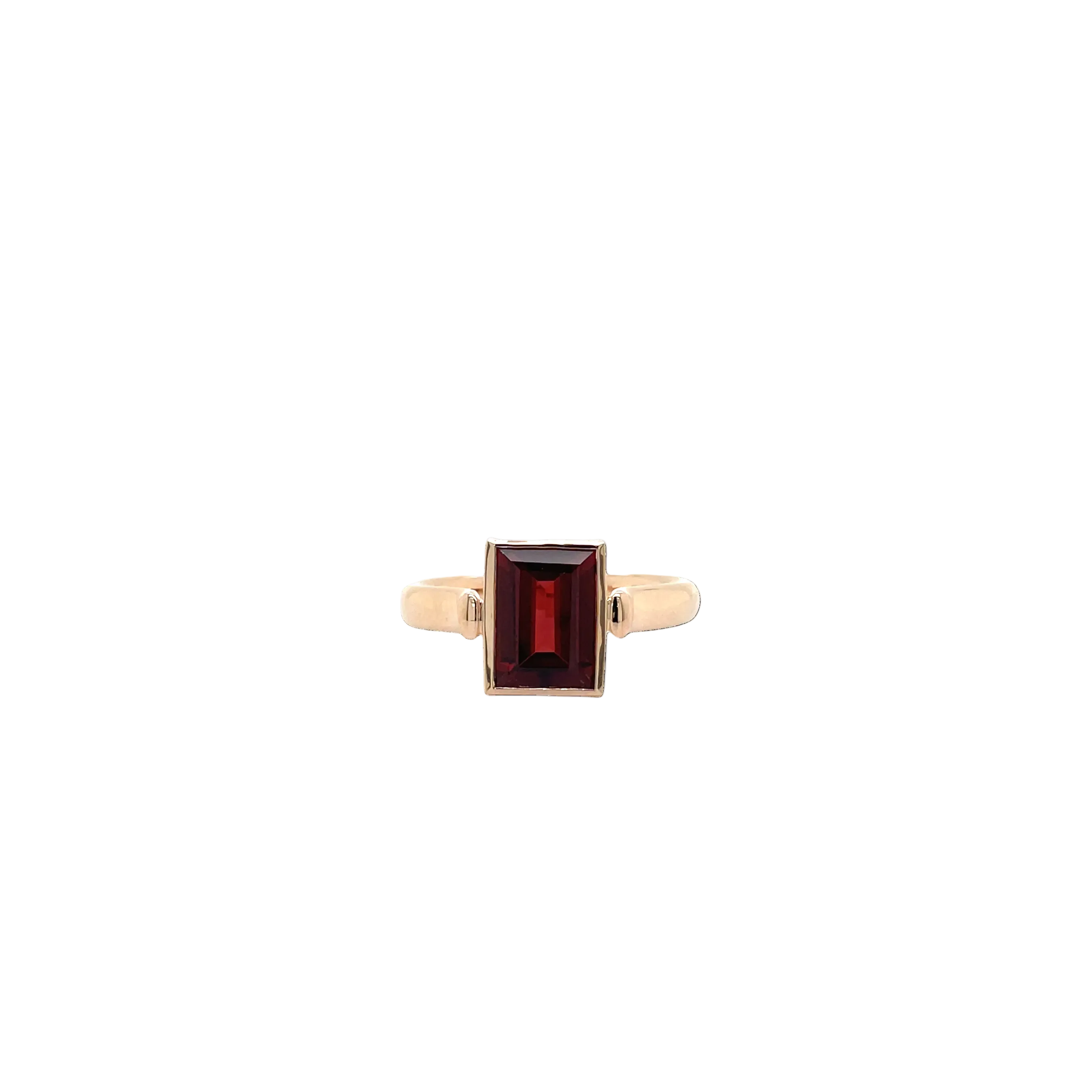 9ct Rose Gold Emerald Cut Garnet Dress Ring