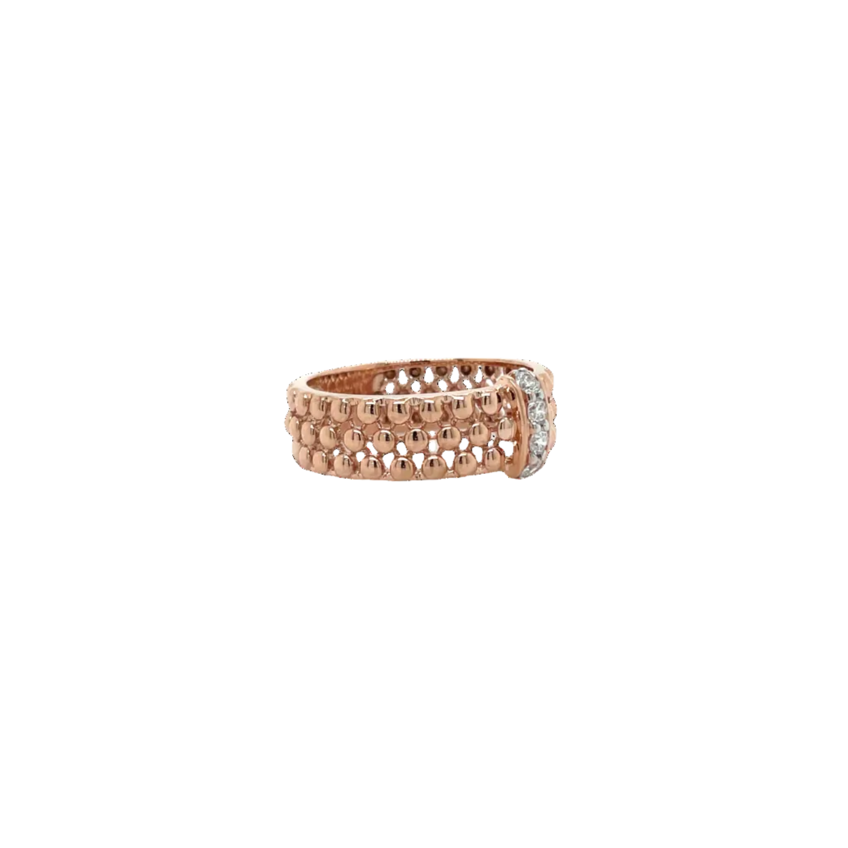 9ct Rose Gold Natural Diamond Textured Band Dress Ring