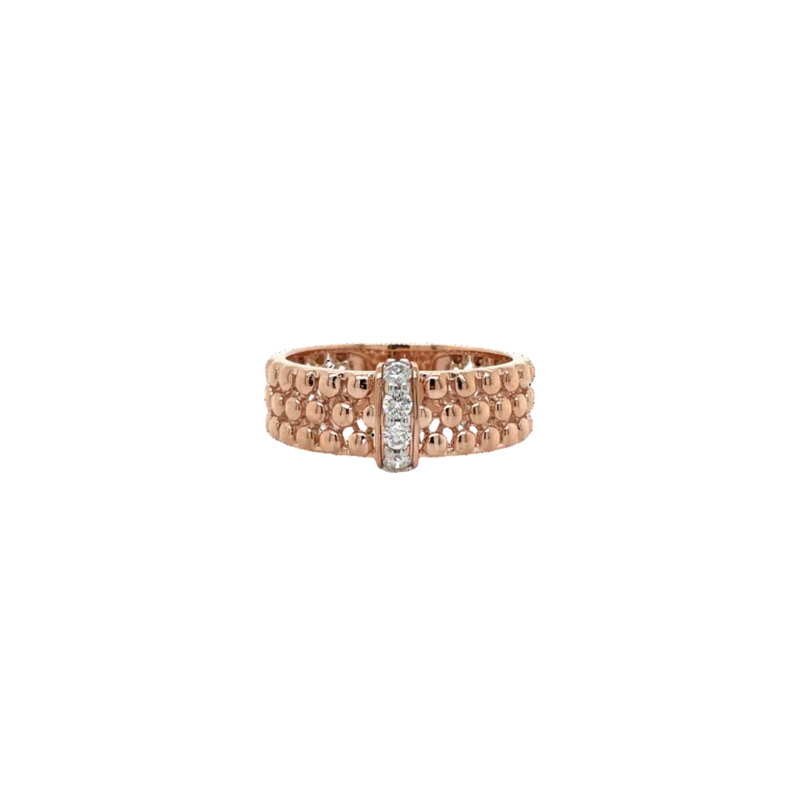 9ct Rose Gold Natural Diamond Textured Band Dress Ring
