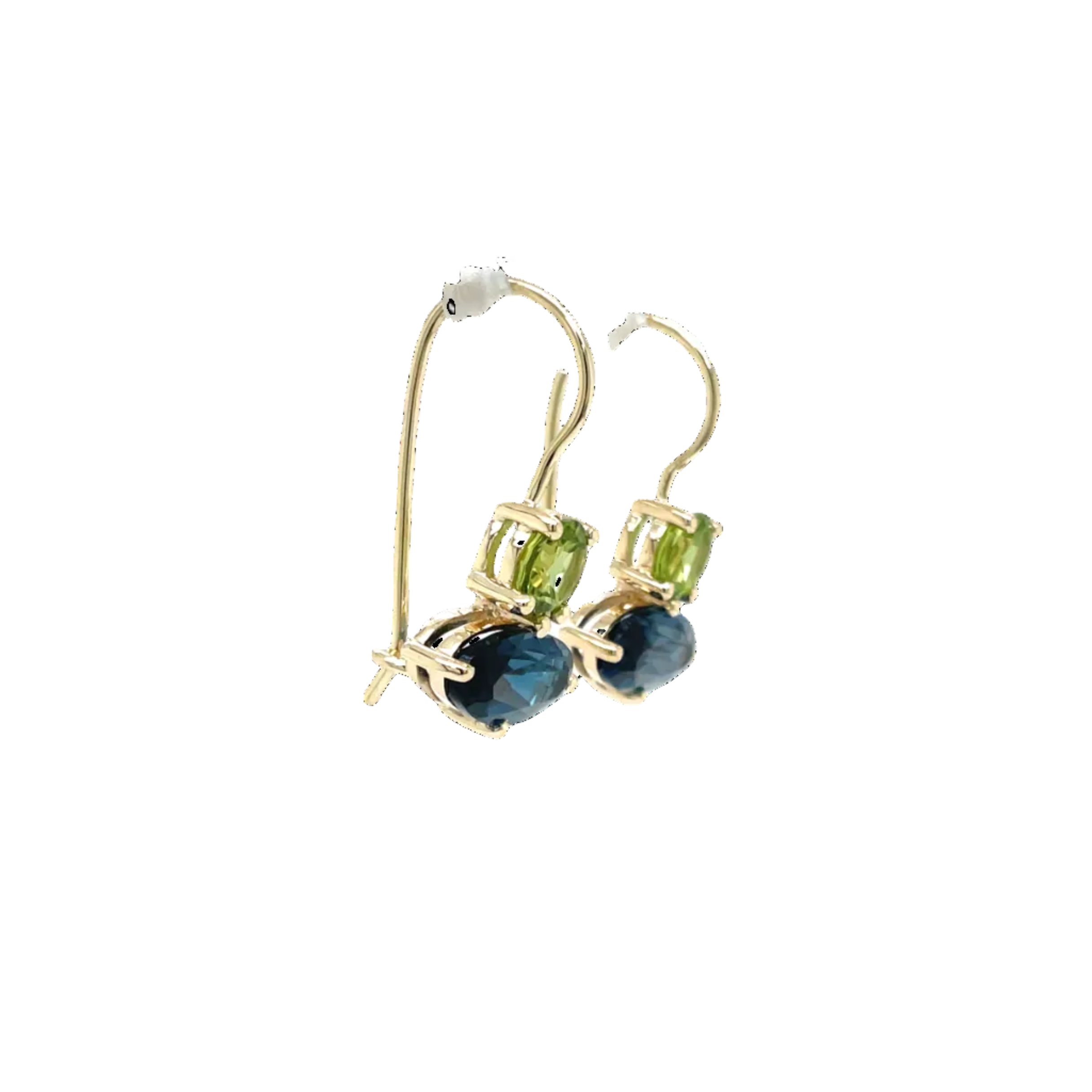 9ct Yellow Gold Peridot and London Blue Topaz Earrings