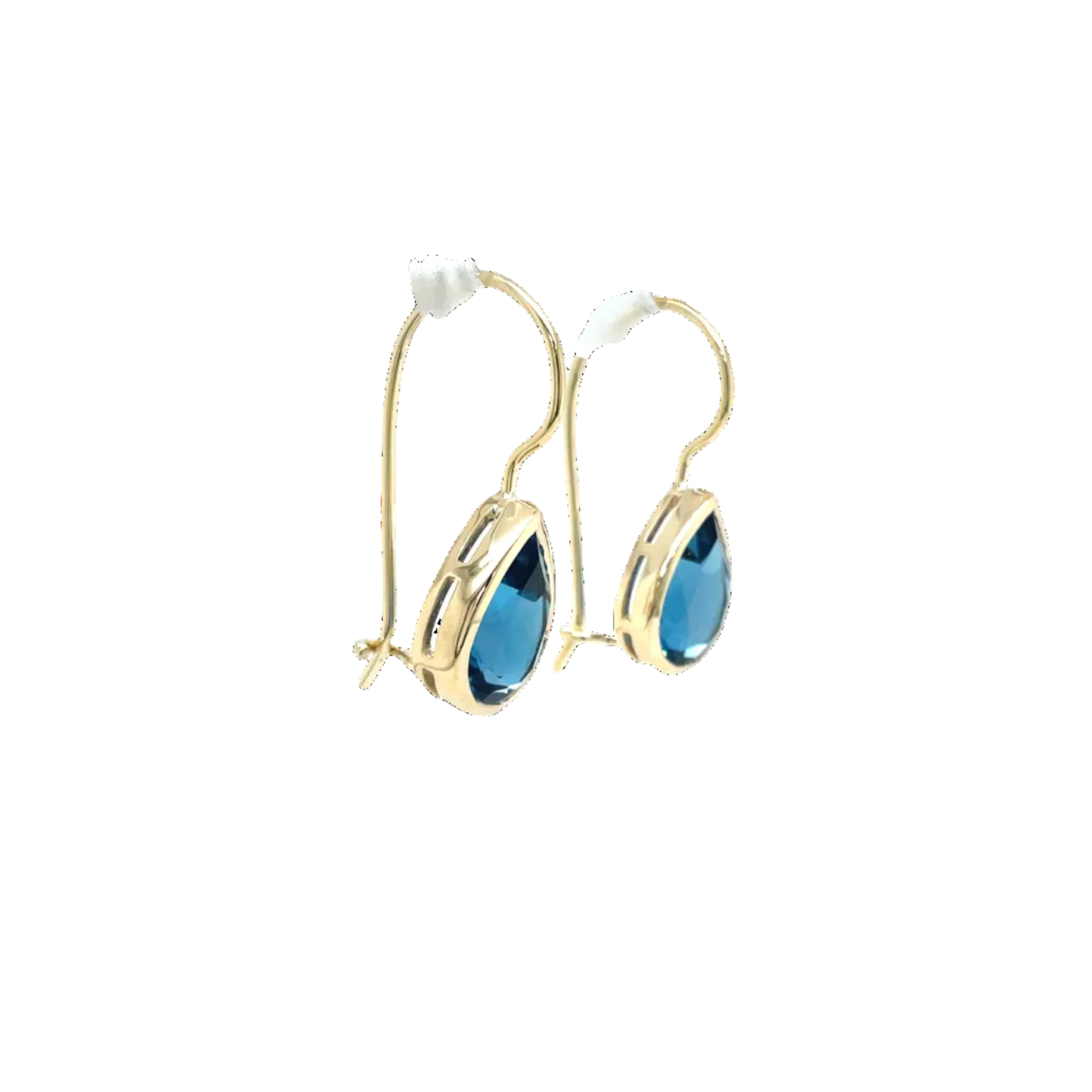 9ct Yellow Gold Pear Shape London Blue Topaz Earrings