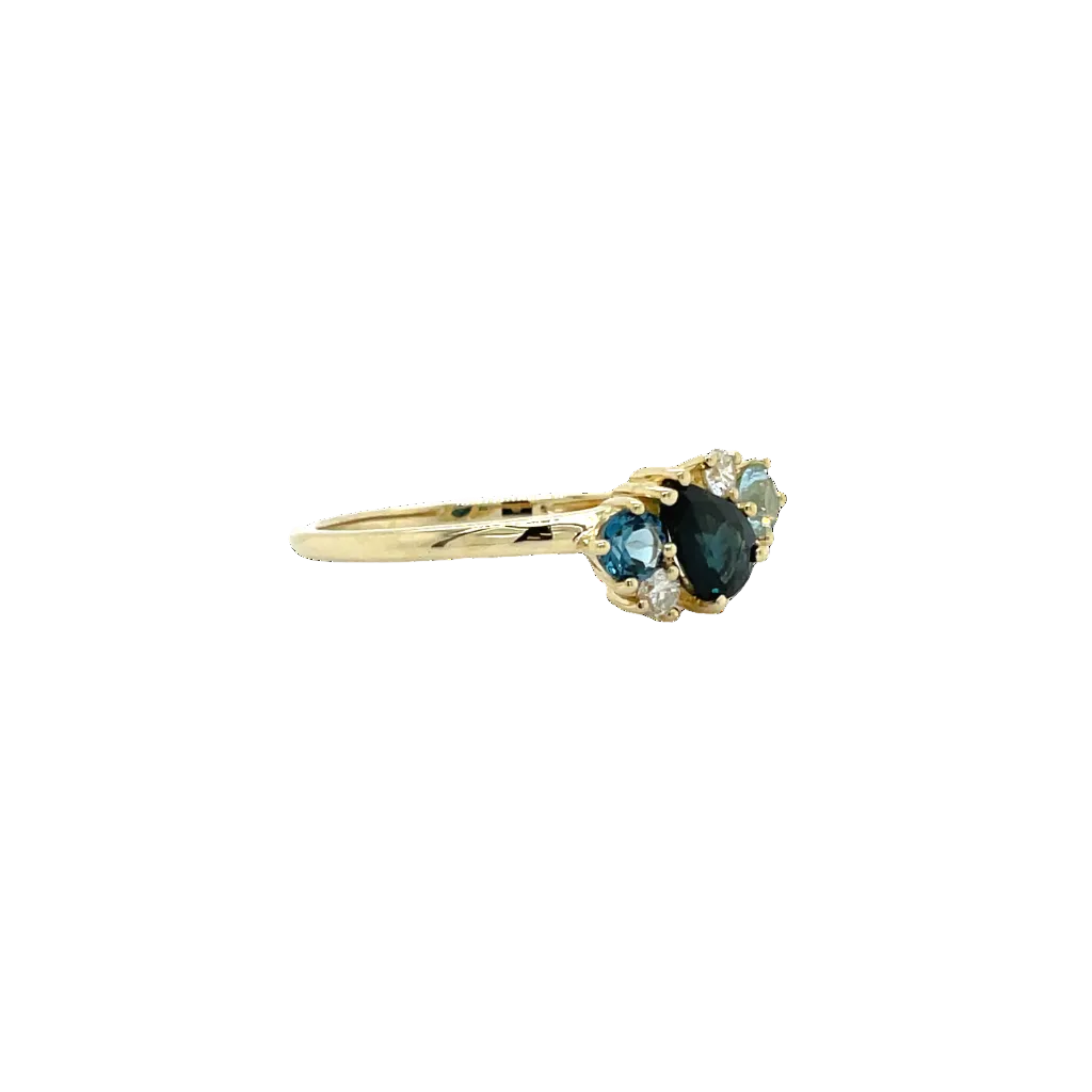 9ct Yellow Gold Sapphire, Blue Topaz and Diamond Dress Ring