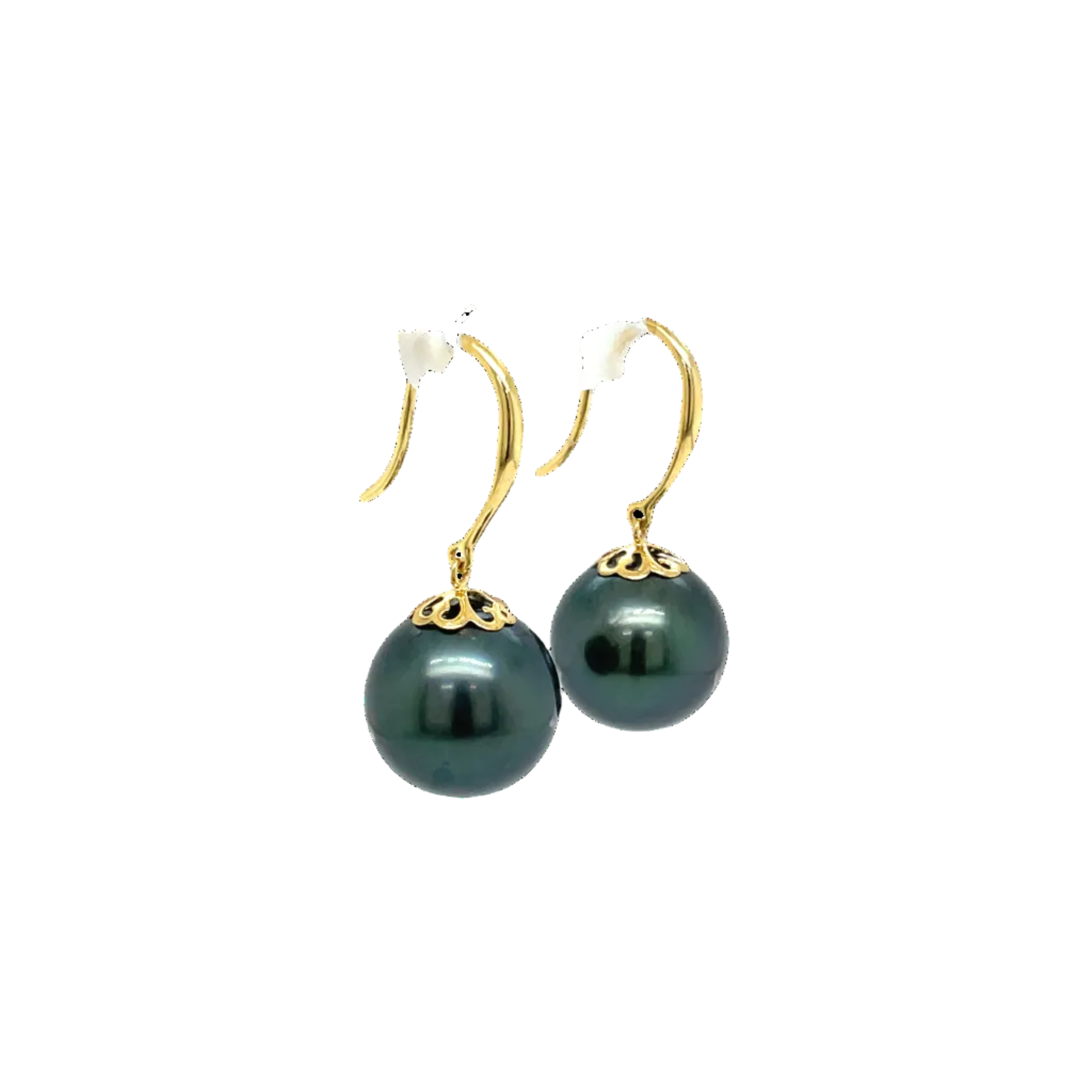 9ct Yellow Gold Tahitian Pearl Shepherd Hook Earrings