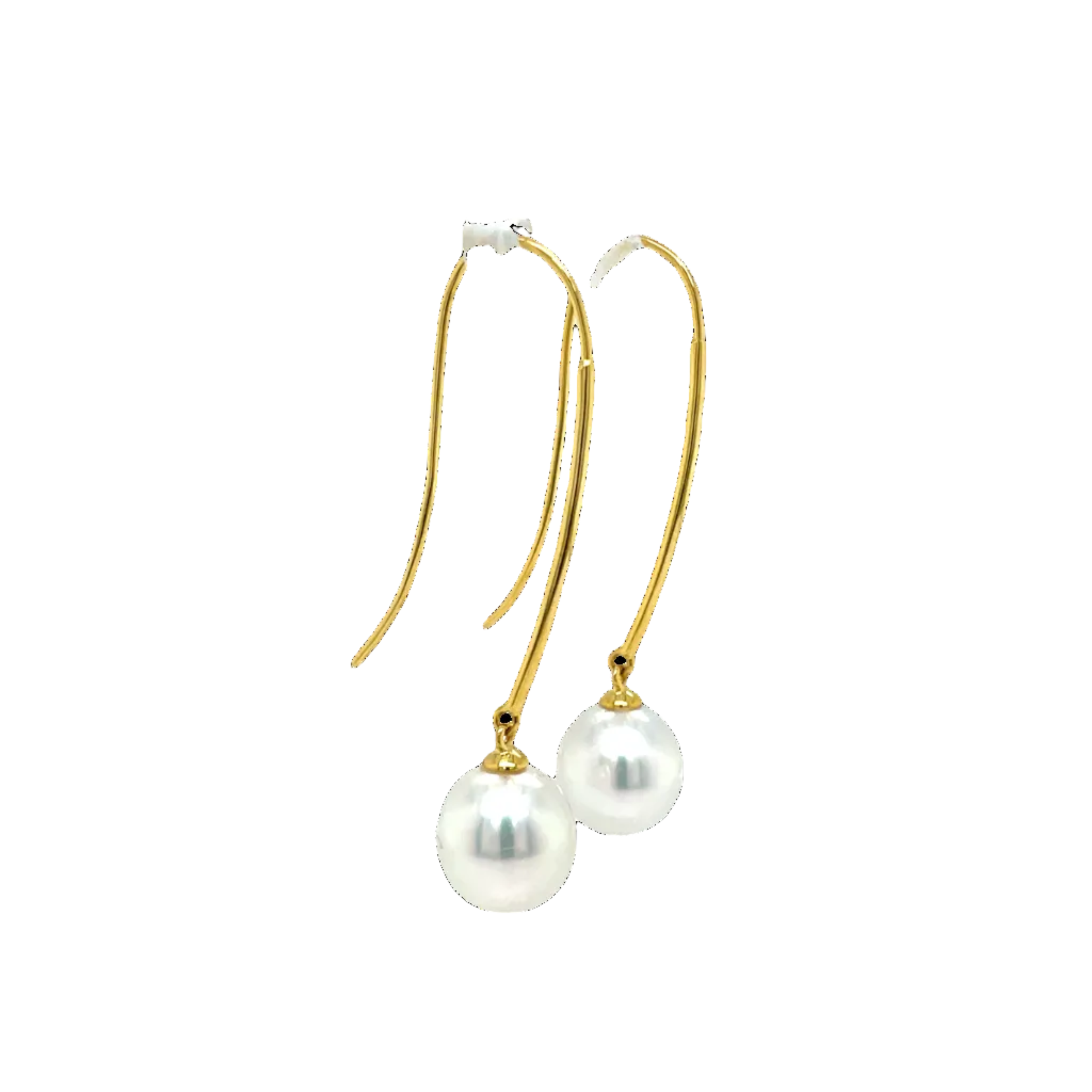 9ct Yellow Gold South Sea Pearls Long Shepherd Hook Earrings