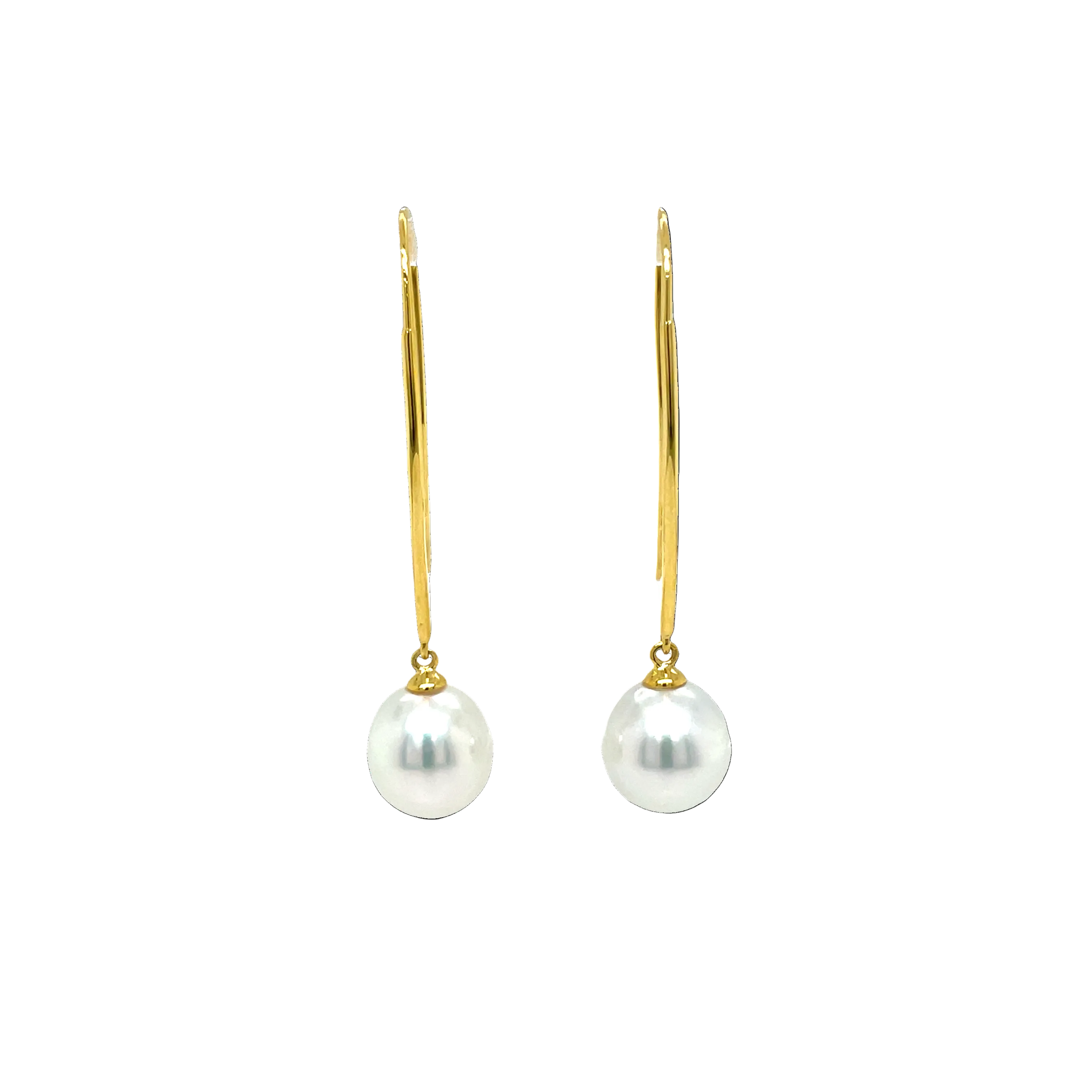 9ct Yellow Gold South Sea Pearls Long Shepherd Hook Earrings