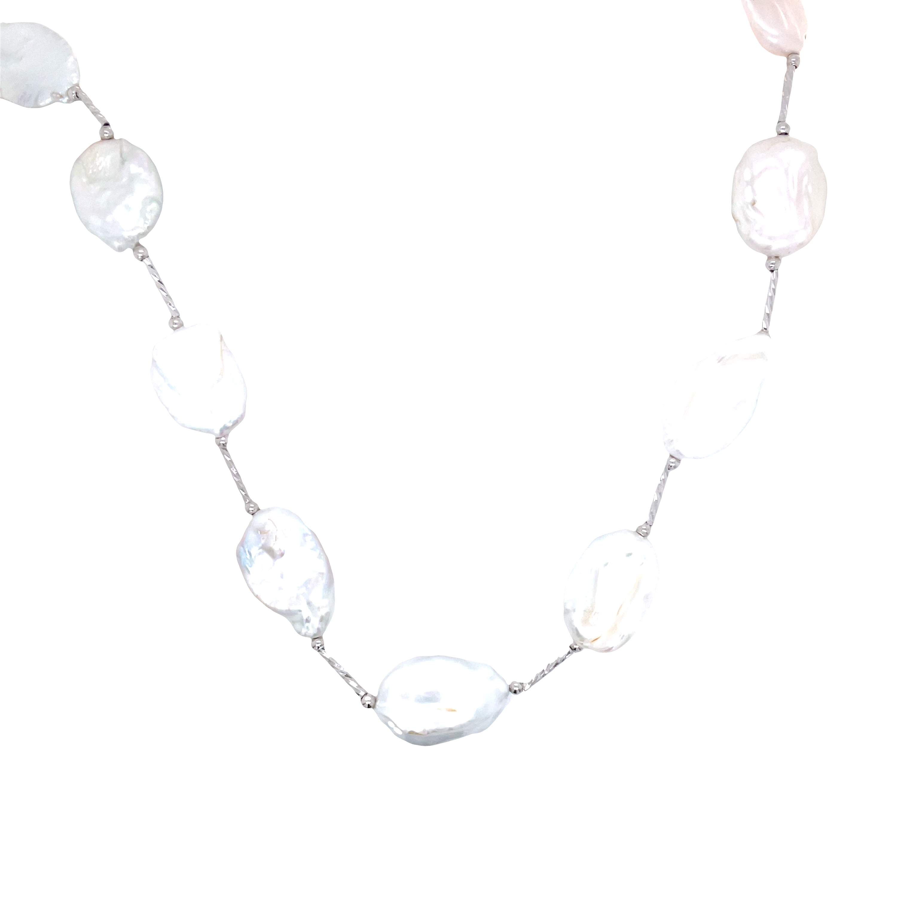 Sterling Silver Baroque Freshwater Pearl Necklace
