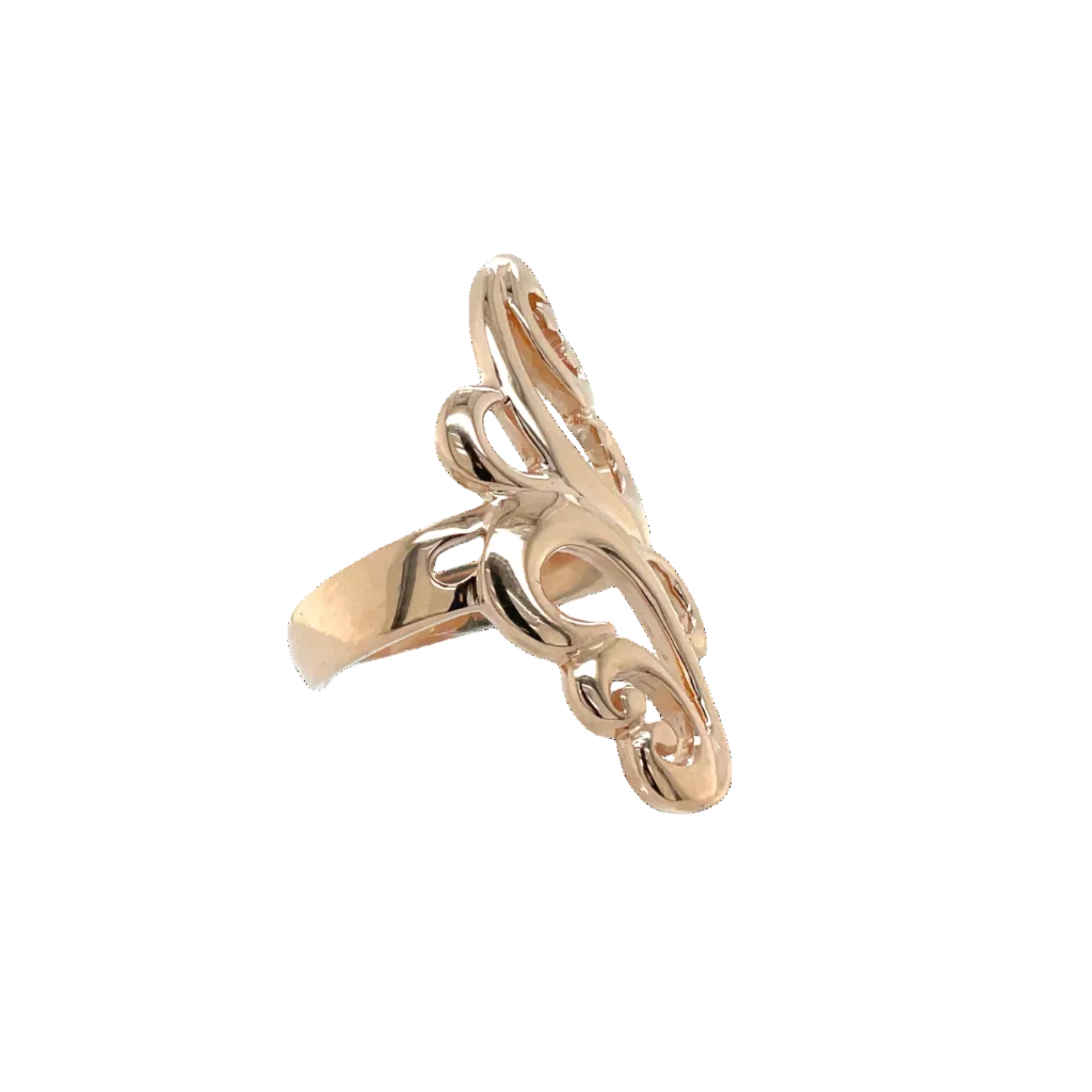 9ct Rose Gold Custom Made Elongated Filagree Dress Ring