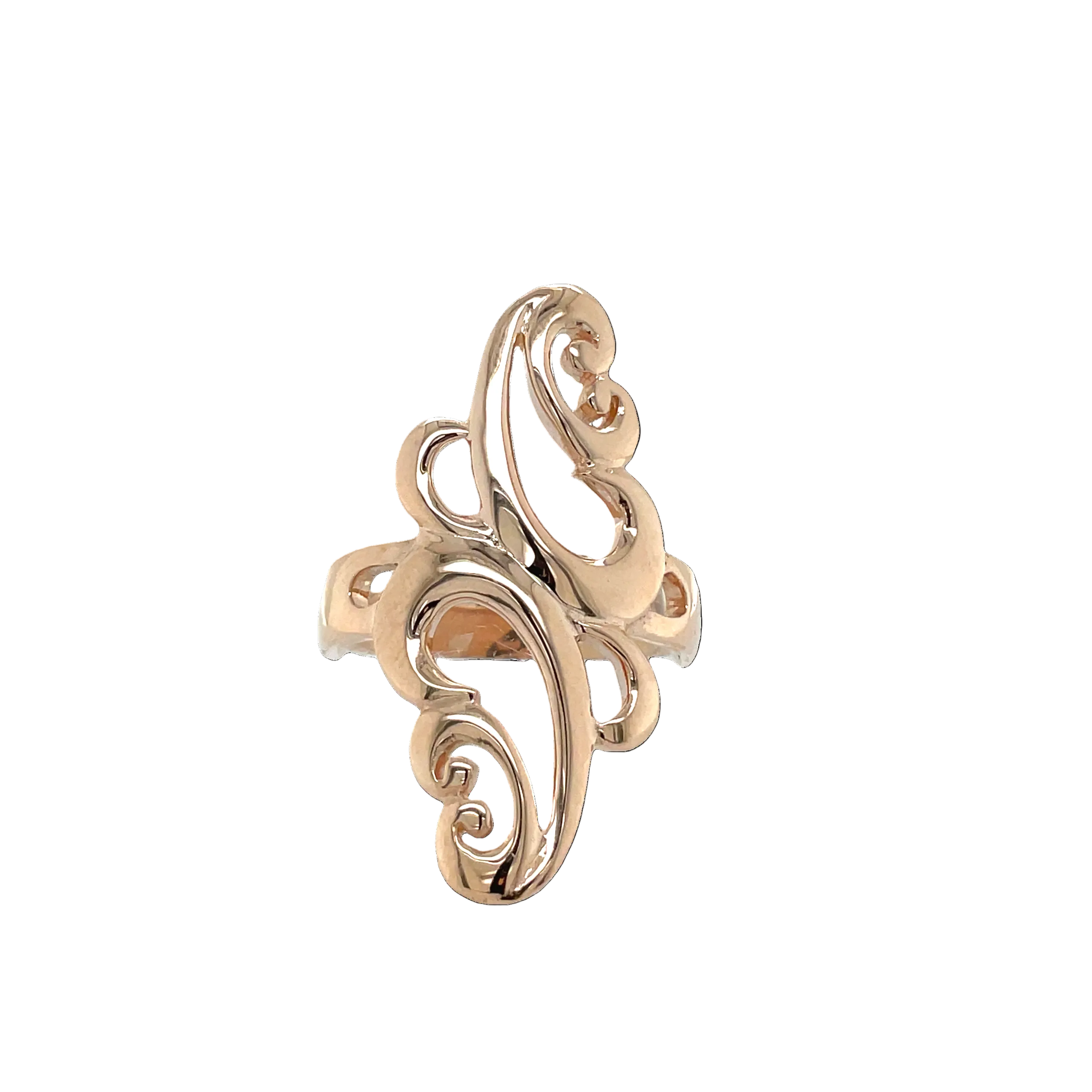 9ct Rose Gold Custom Made Elongated Filagree Dress Ring