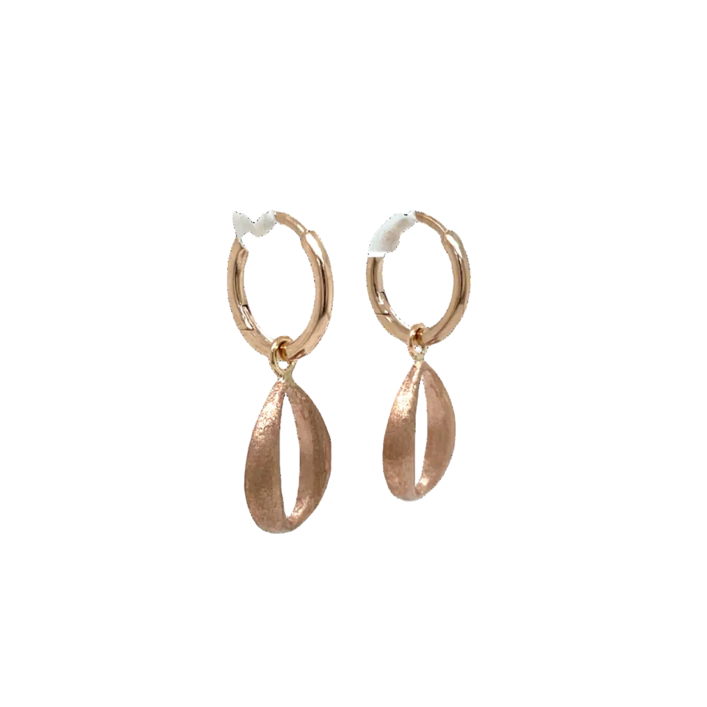9ct Rose Gold Matt Open Patterned Drop Huggies Earrings