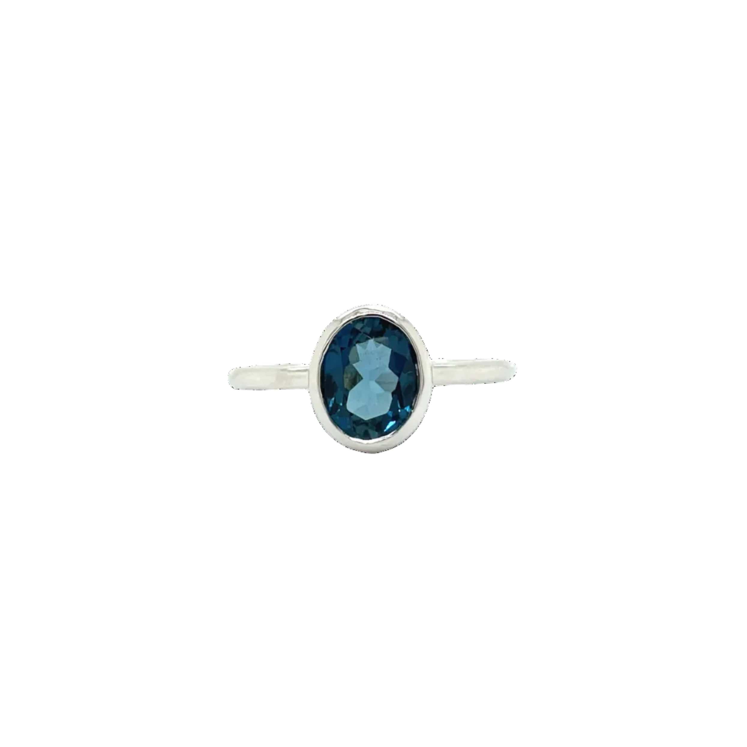 Sterling Silver Oval London Blue Topaz Dress Ring