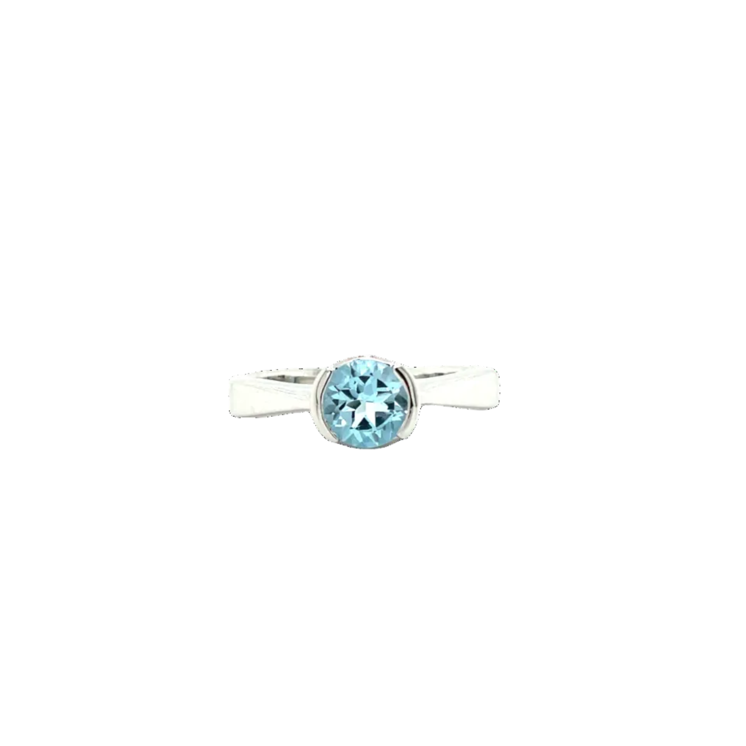 Sterling Silver Round Blue Topaz Dress Ring