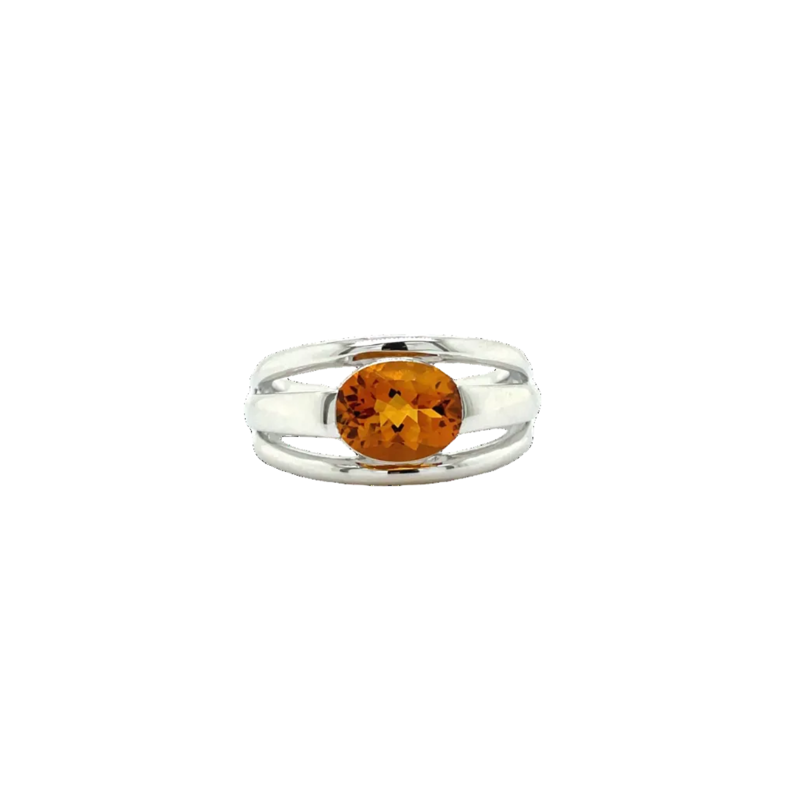 Sterling Silver Oval Citrine Three Bar Dress Ring
