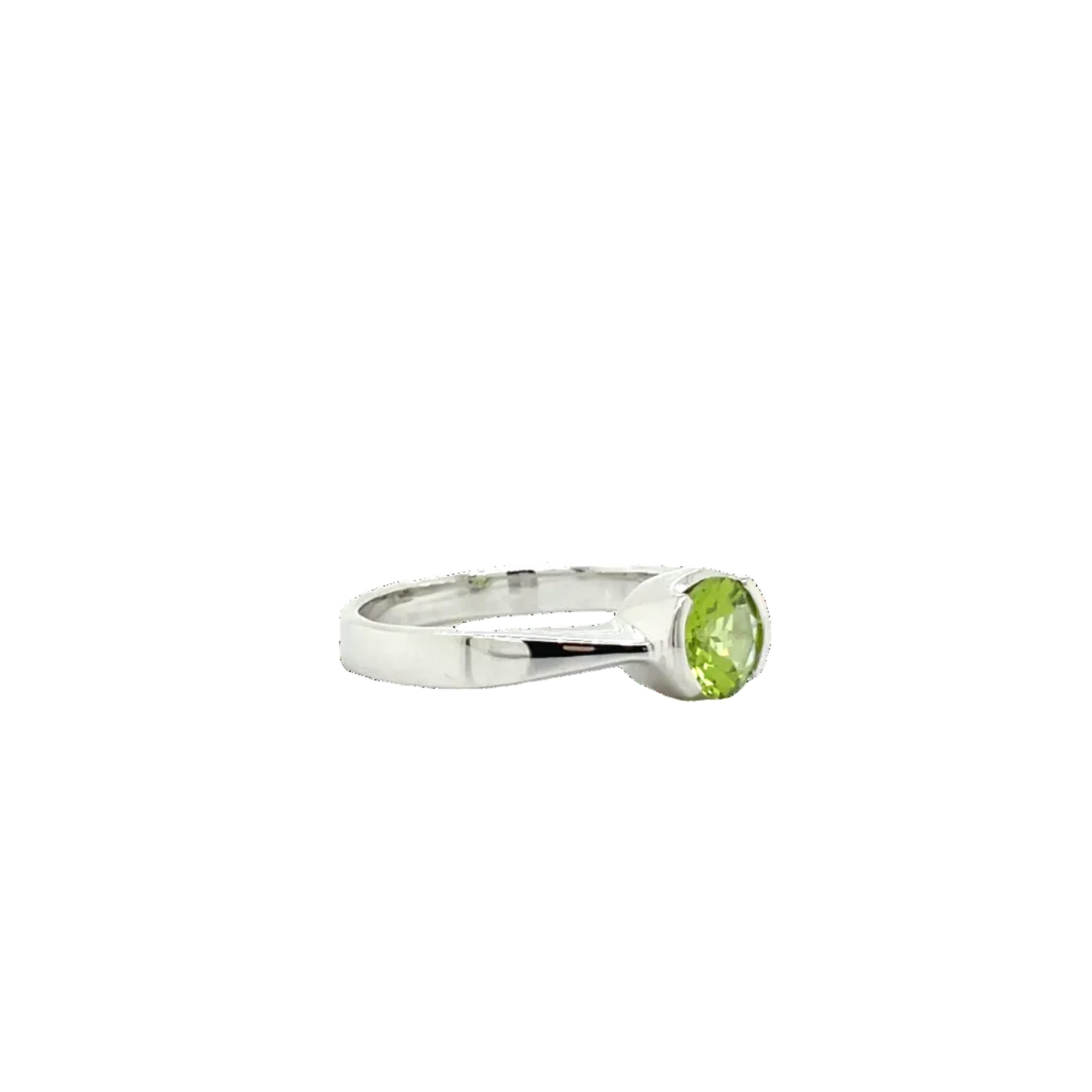 Sterling Silver Round Peridot Dress Ring