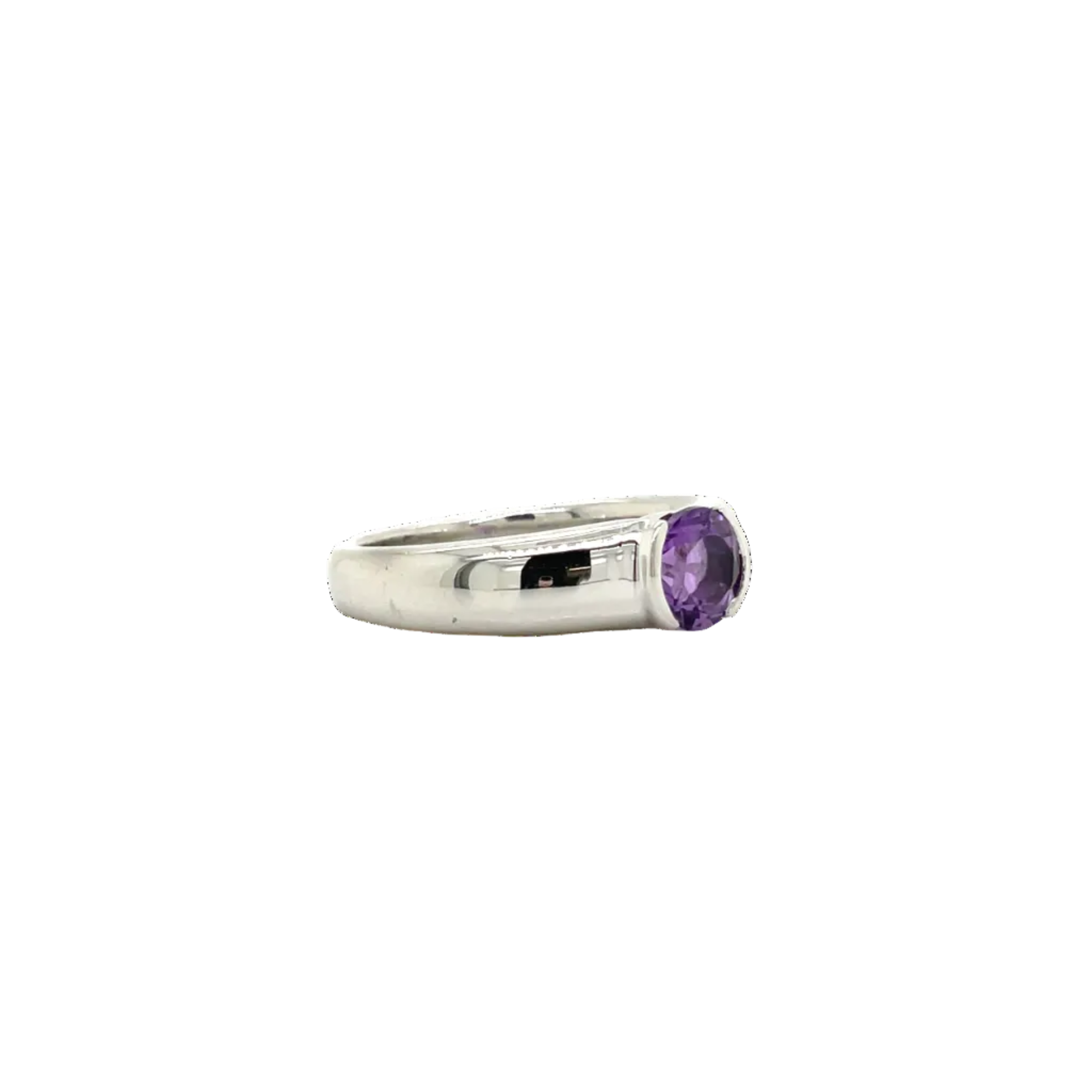 Sterling Silver Split Bezel Amethyst Dress Ring