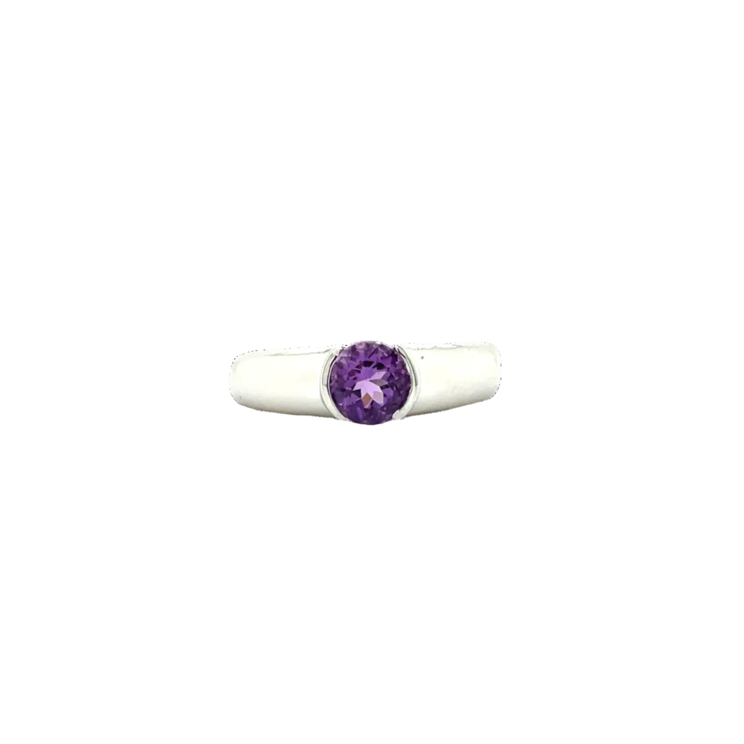 Sterling Silver Split Bezel Amethyst Dress Ring