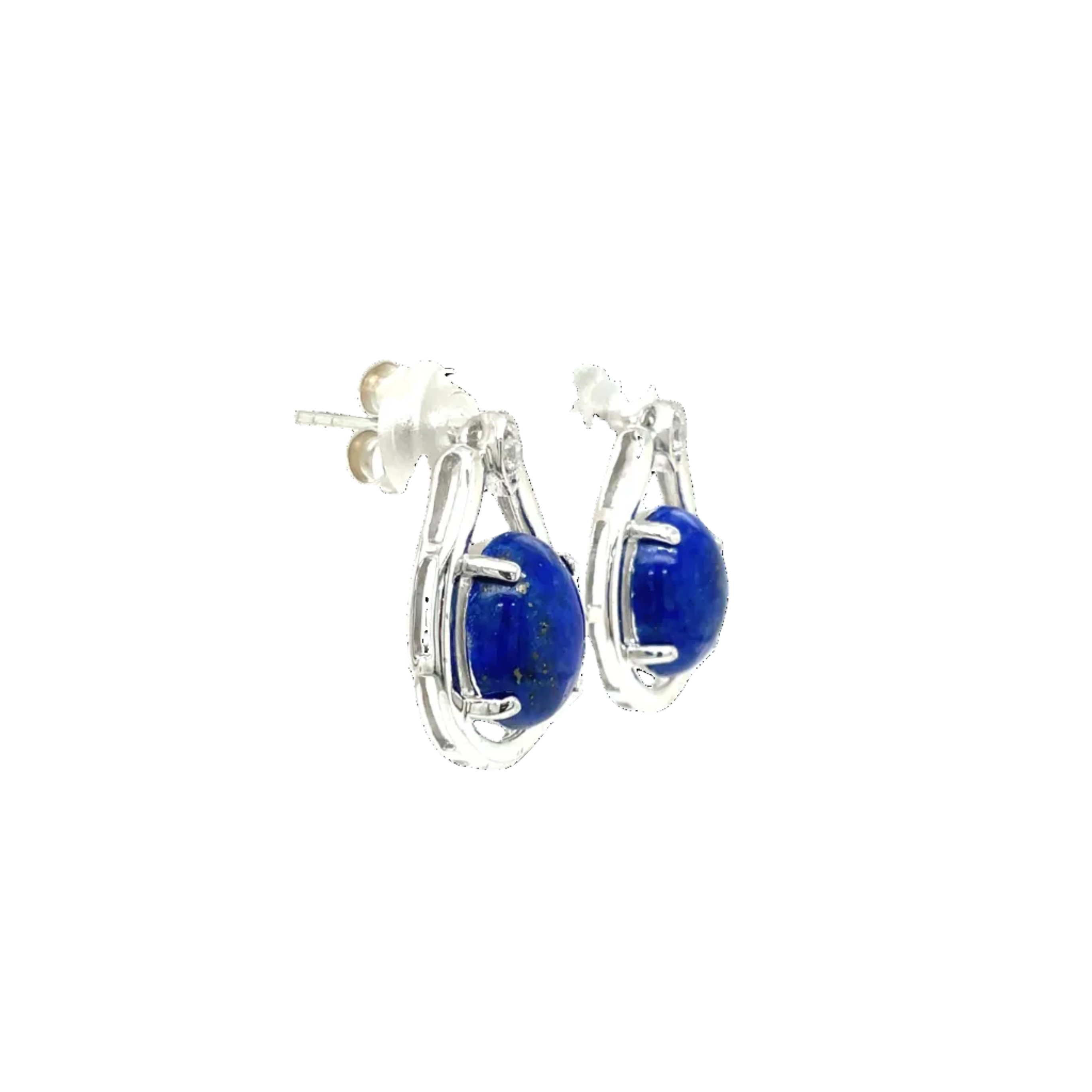 Sterling Silver Lapis Lazuli and Cubic Zirconia Stud earrings