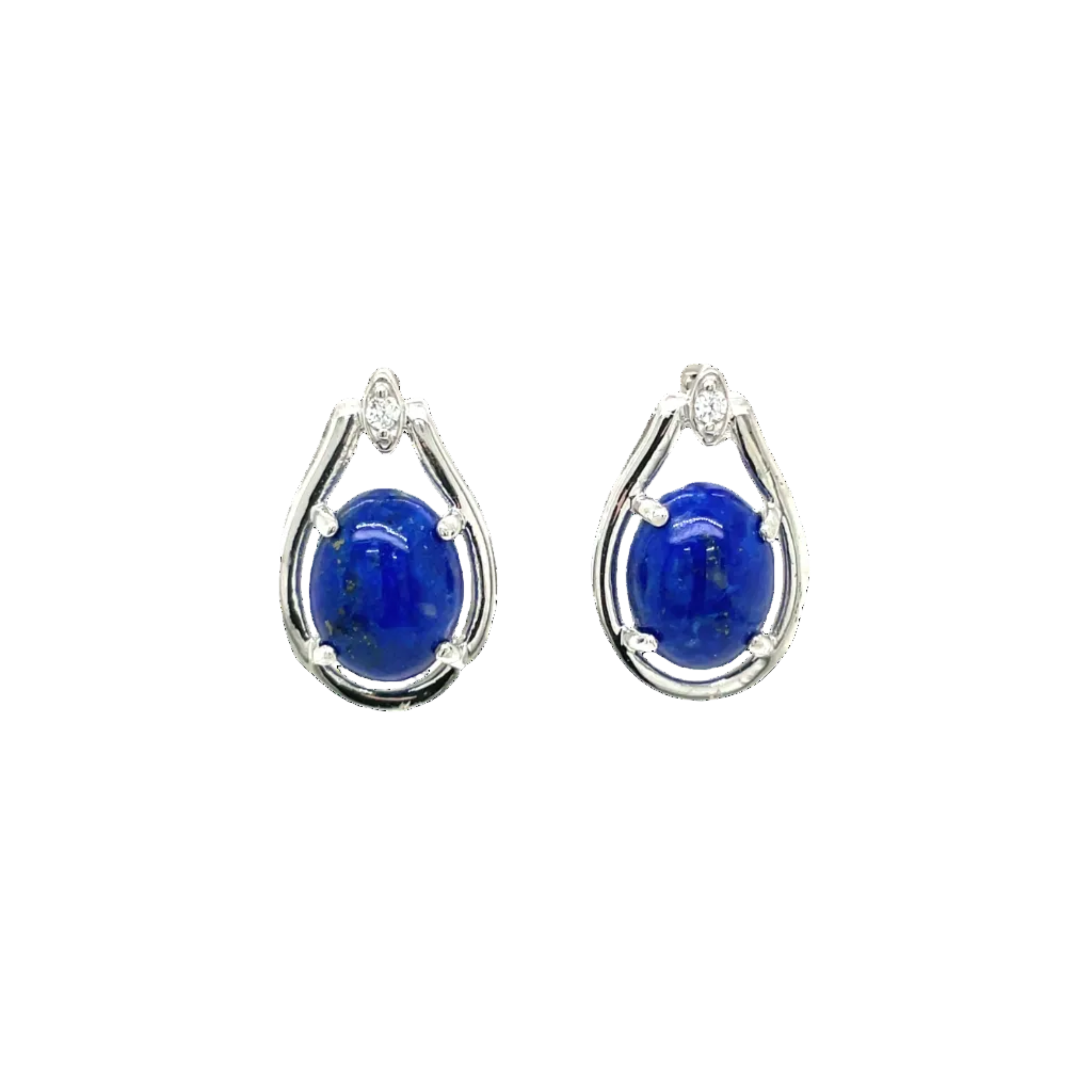 Sterling Silver Lapis Lazuli and Cubic Zirconia Stud earrings