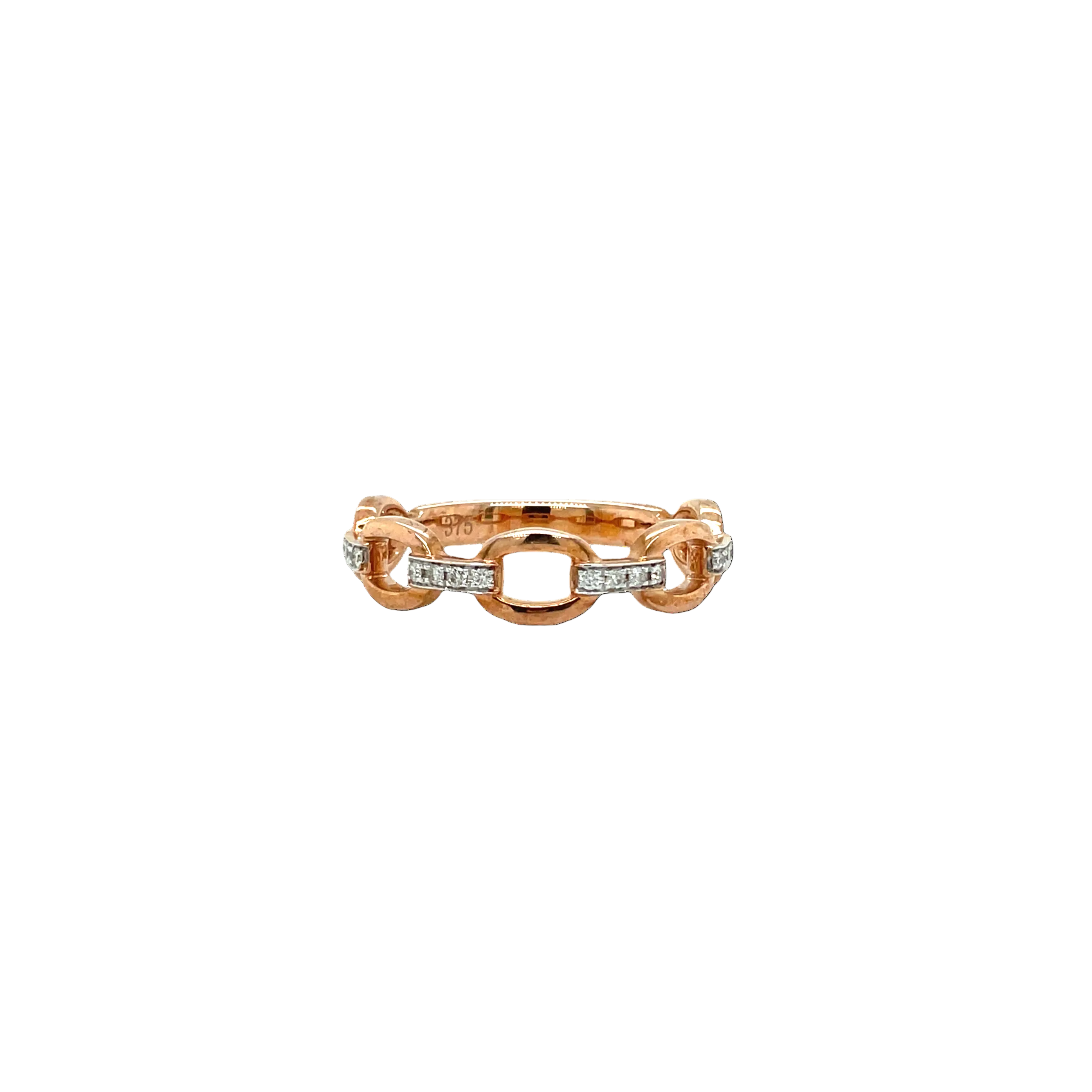 9ct Rose Gold Open Link Natural Diamond Dress Ring