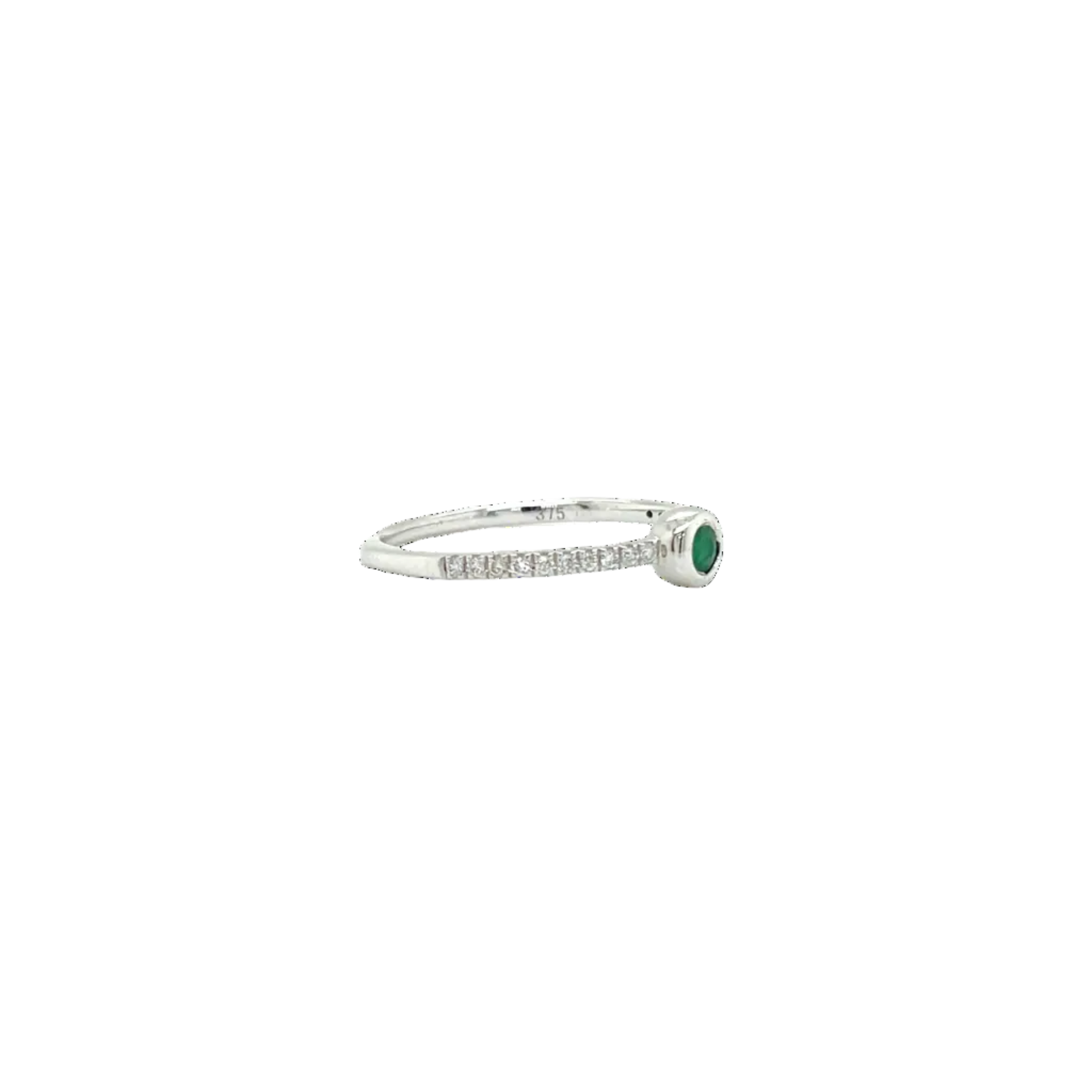 9ct White Gold Natural Emerald and Diamond Dress Ring