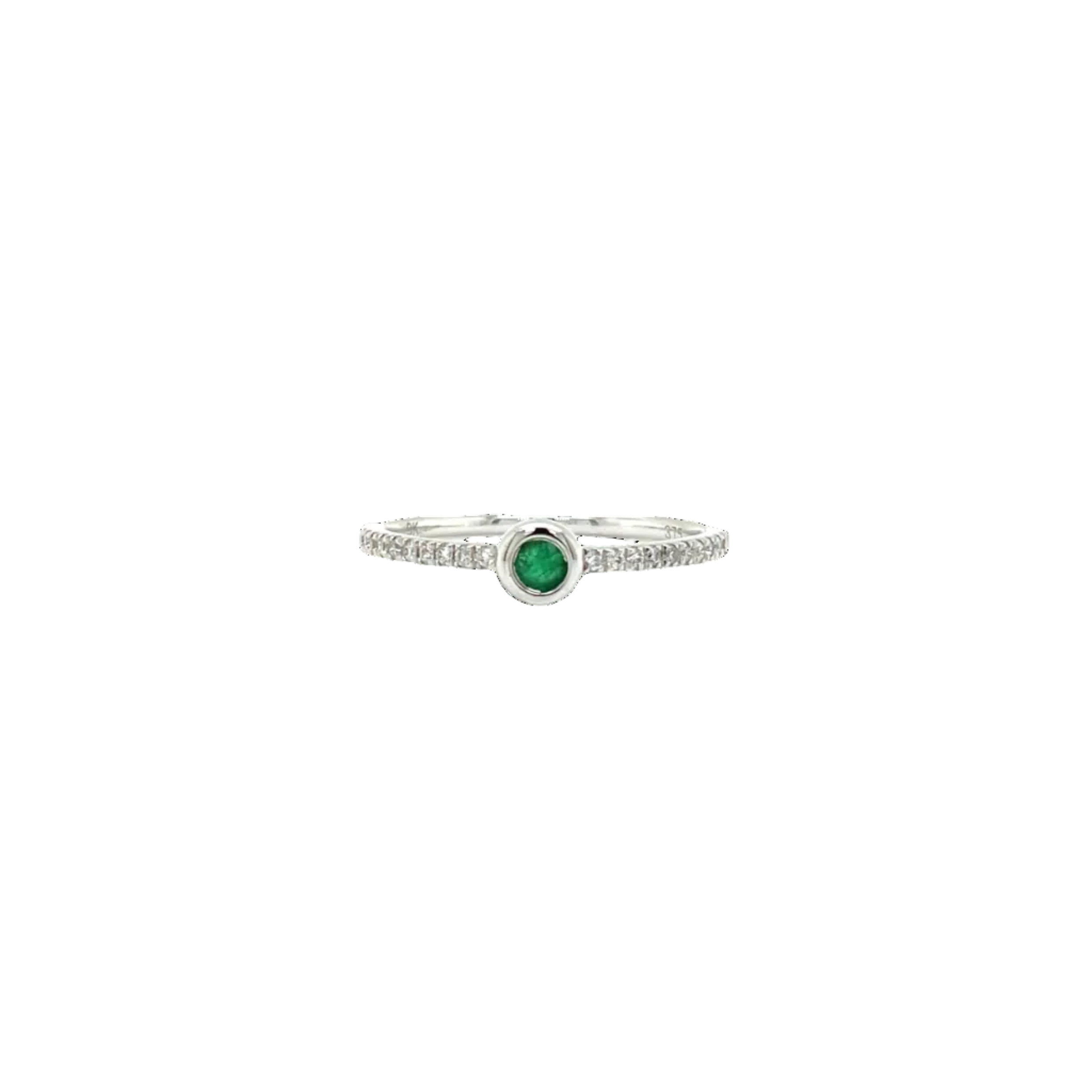 9ct White Gold Natural Emerald and Diamond Dress Ring