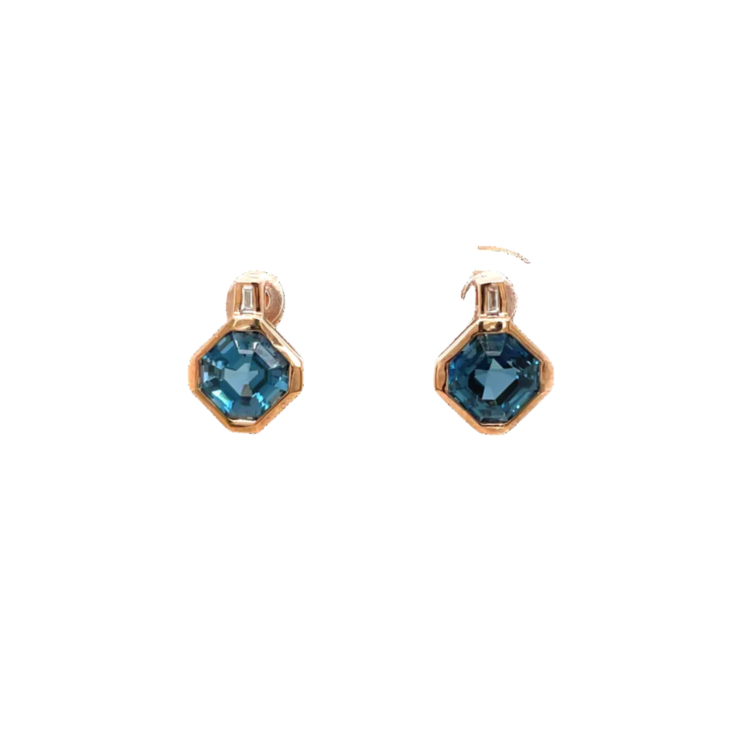 9ct Rose Gold London Blue Topaz and Natural Diamond Earrings
