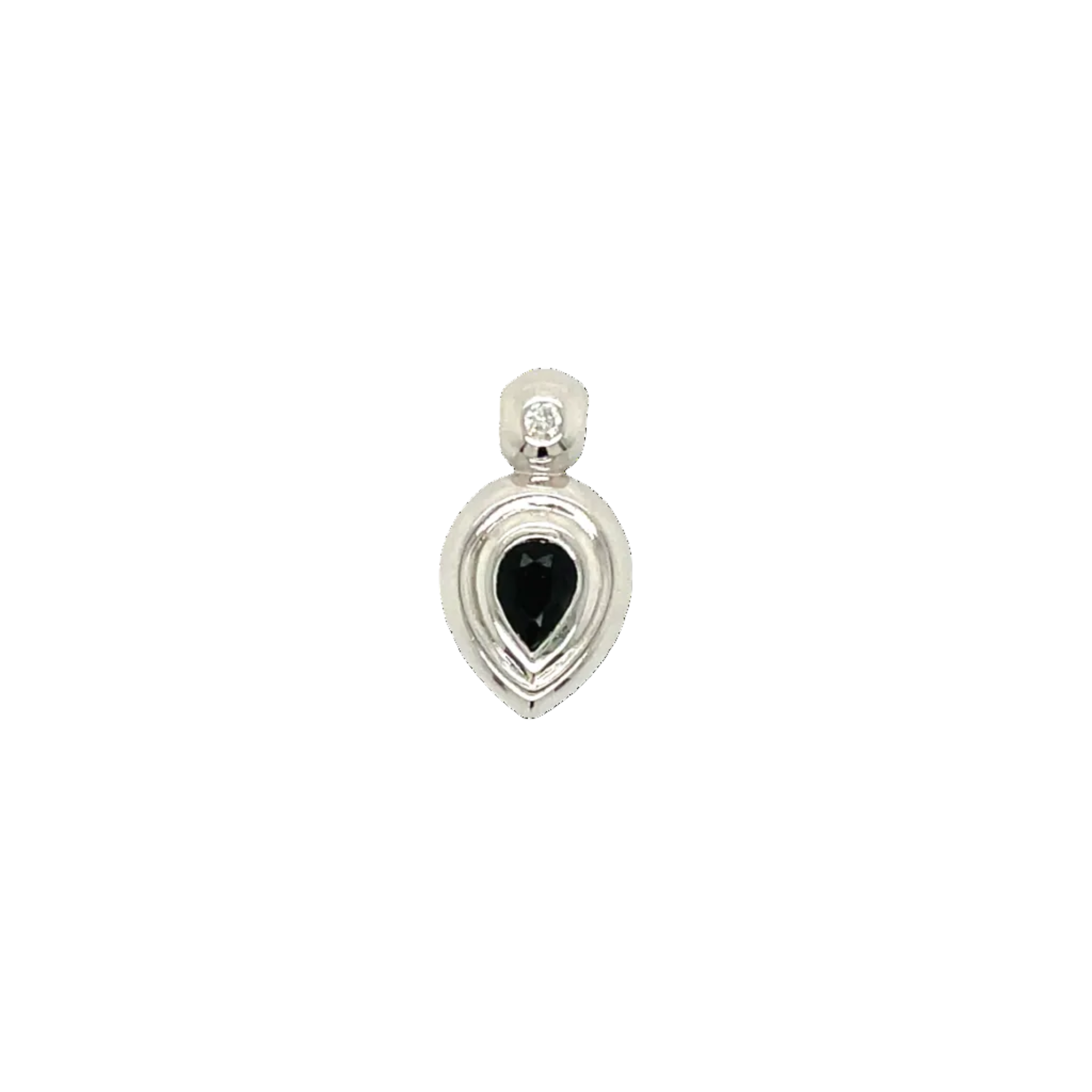 9ct White Gold Double Bezel Pear Sapphire Pendant