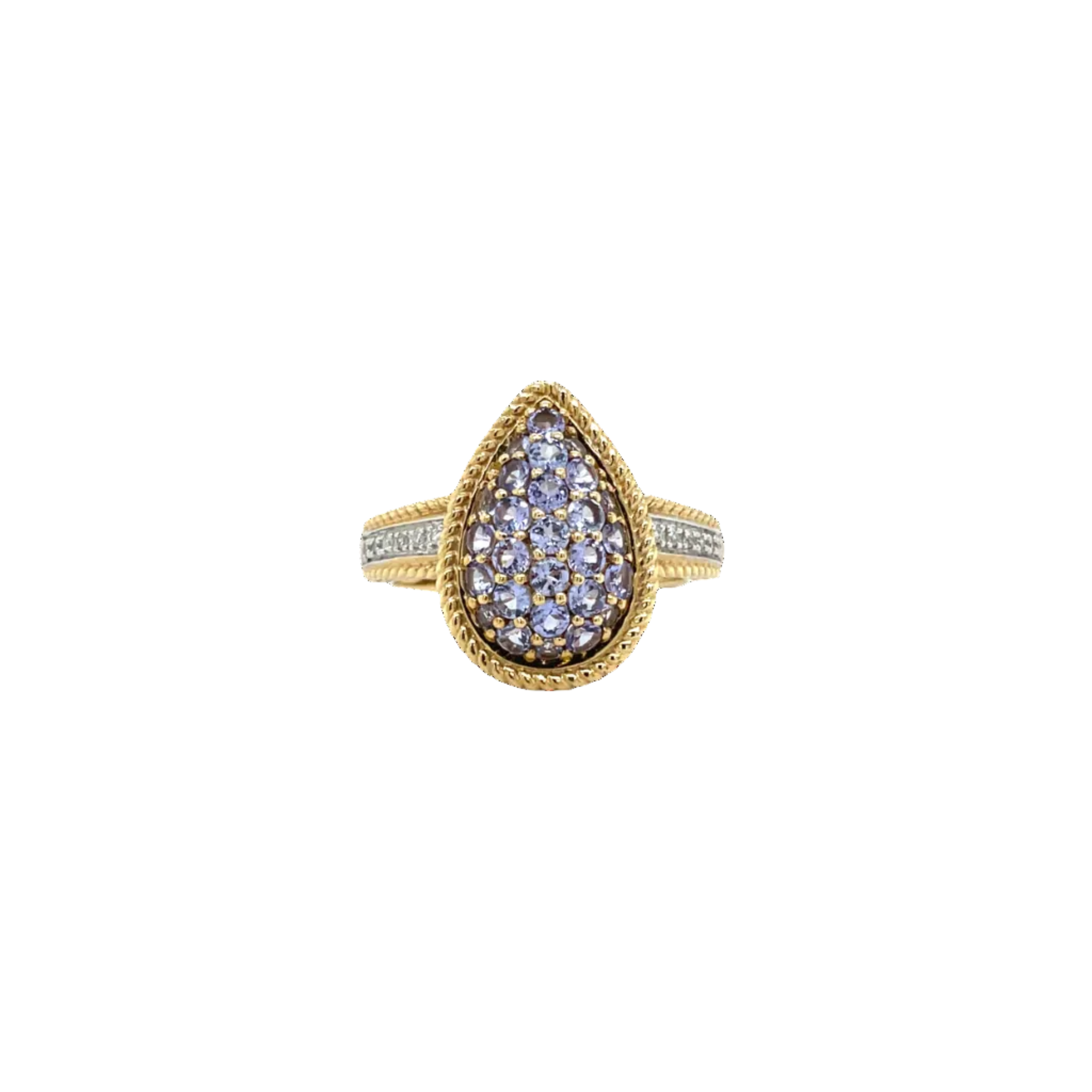 9ct Two-Toned Tanzanite and Natural Diamond Dress Ring