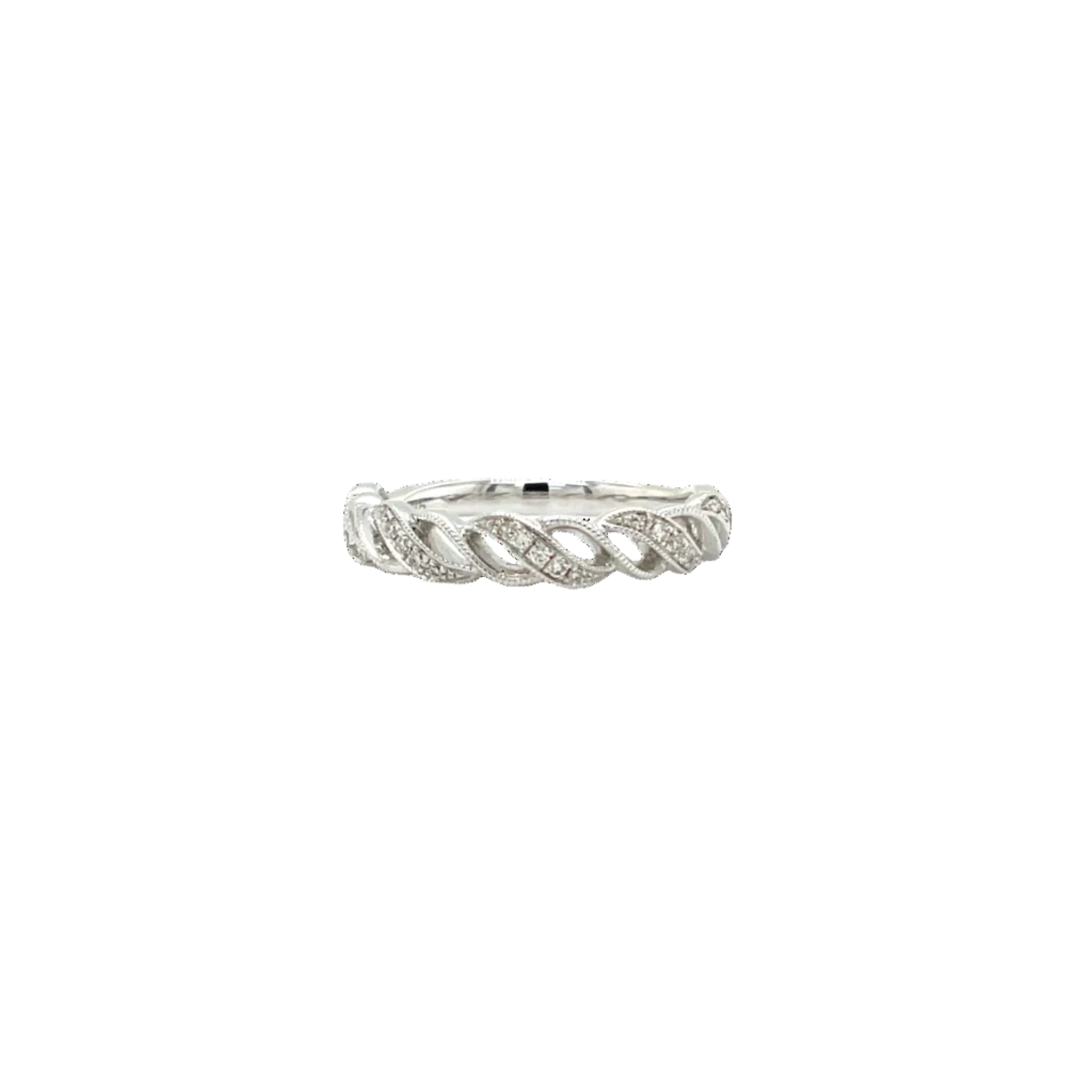 9ct White Gold Vintage Natural Diamond Twist Band