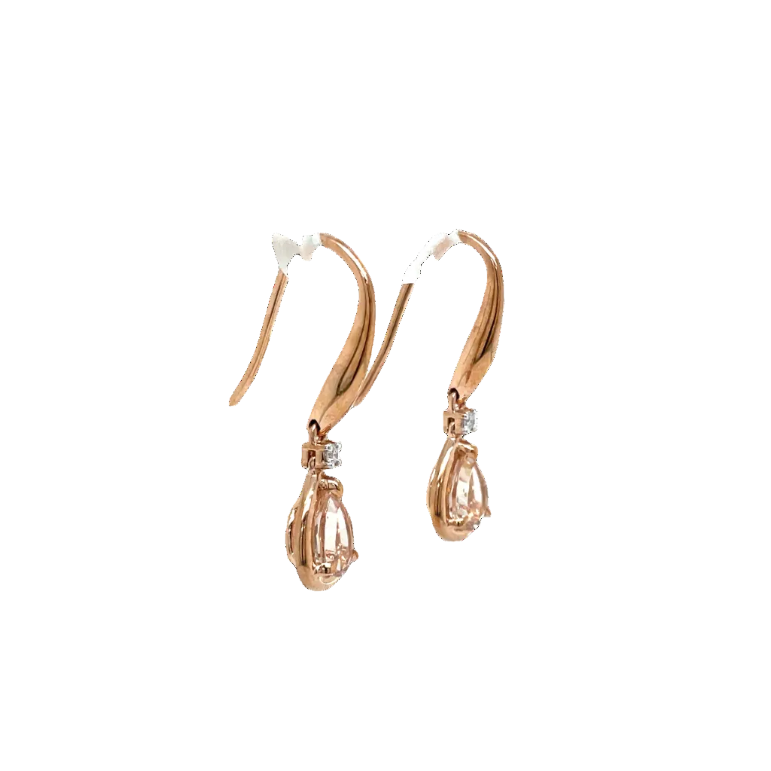 9ct Rose Gold Pear Morganite and Natural Diamond Earrings